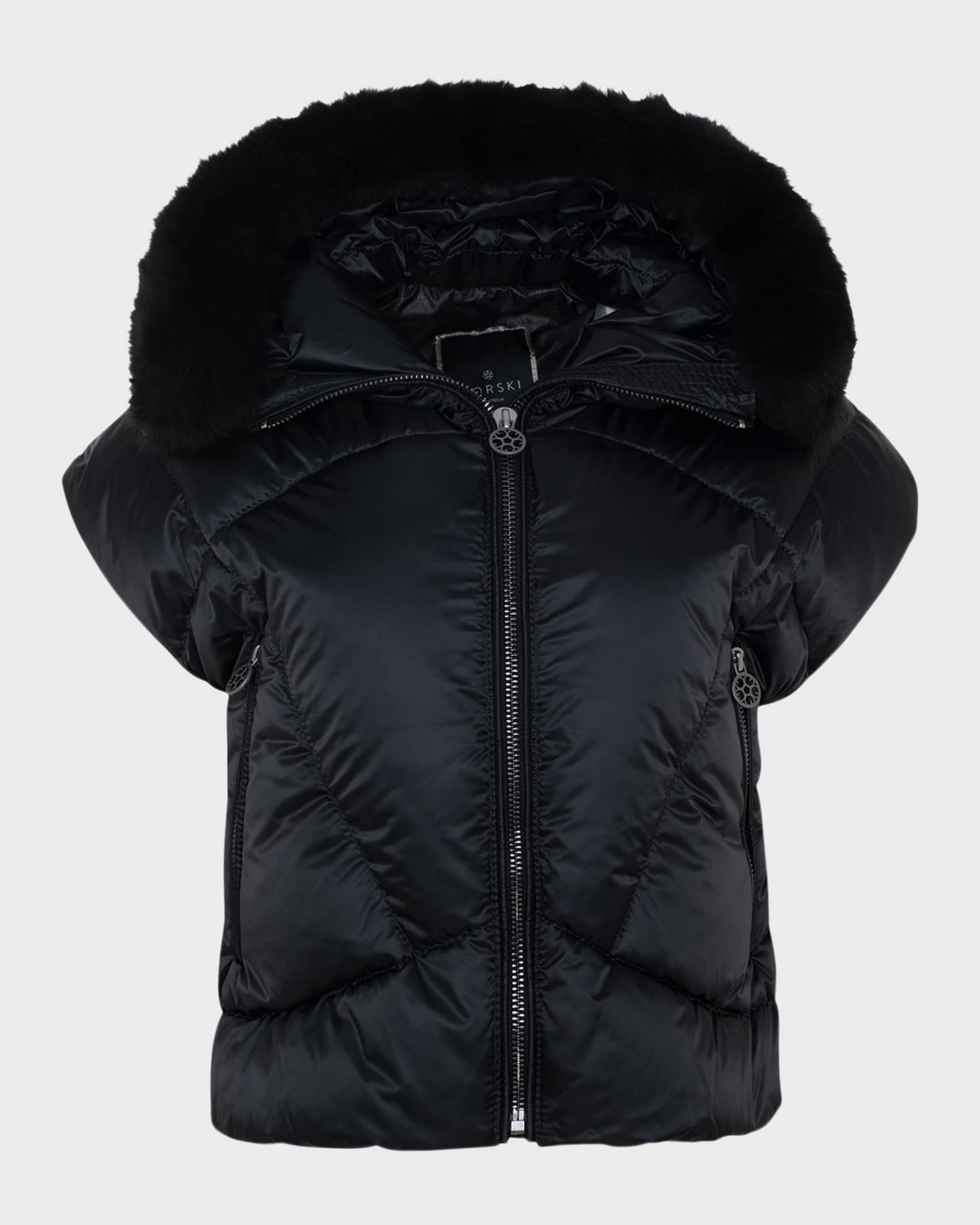 Apres-Ski Vest With Detachable Toscana Lamb Shearling Hood Trim 0