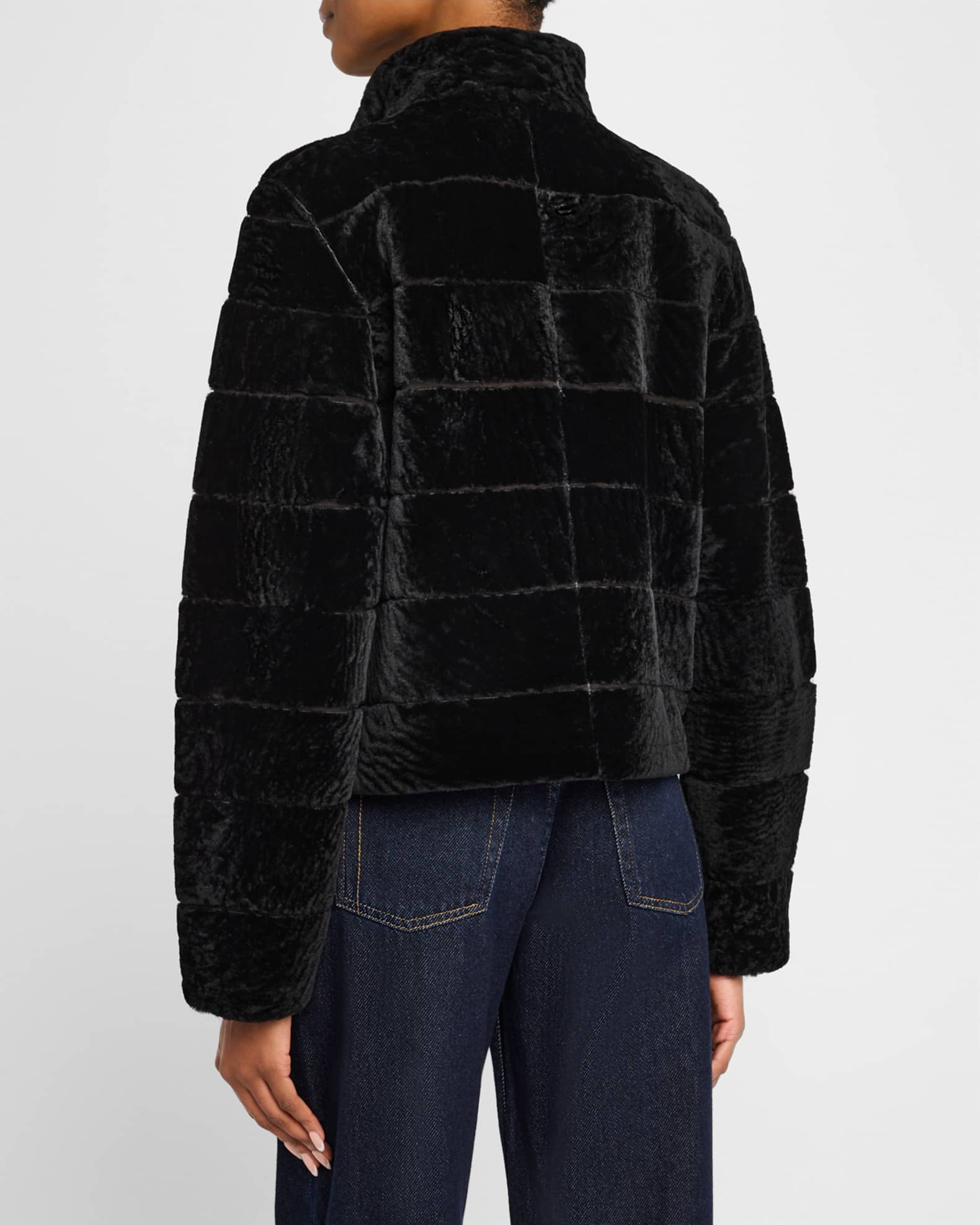 Gorski Reversible Textured Lamb Shearling Jacket | Neiman Marcus