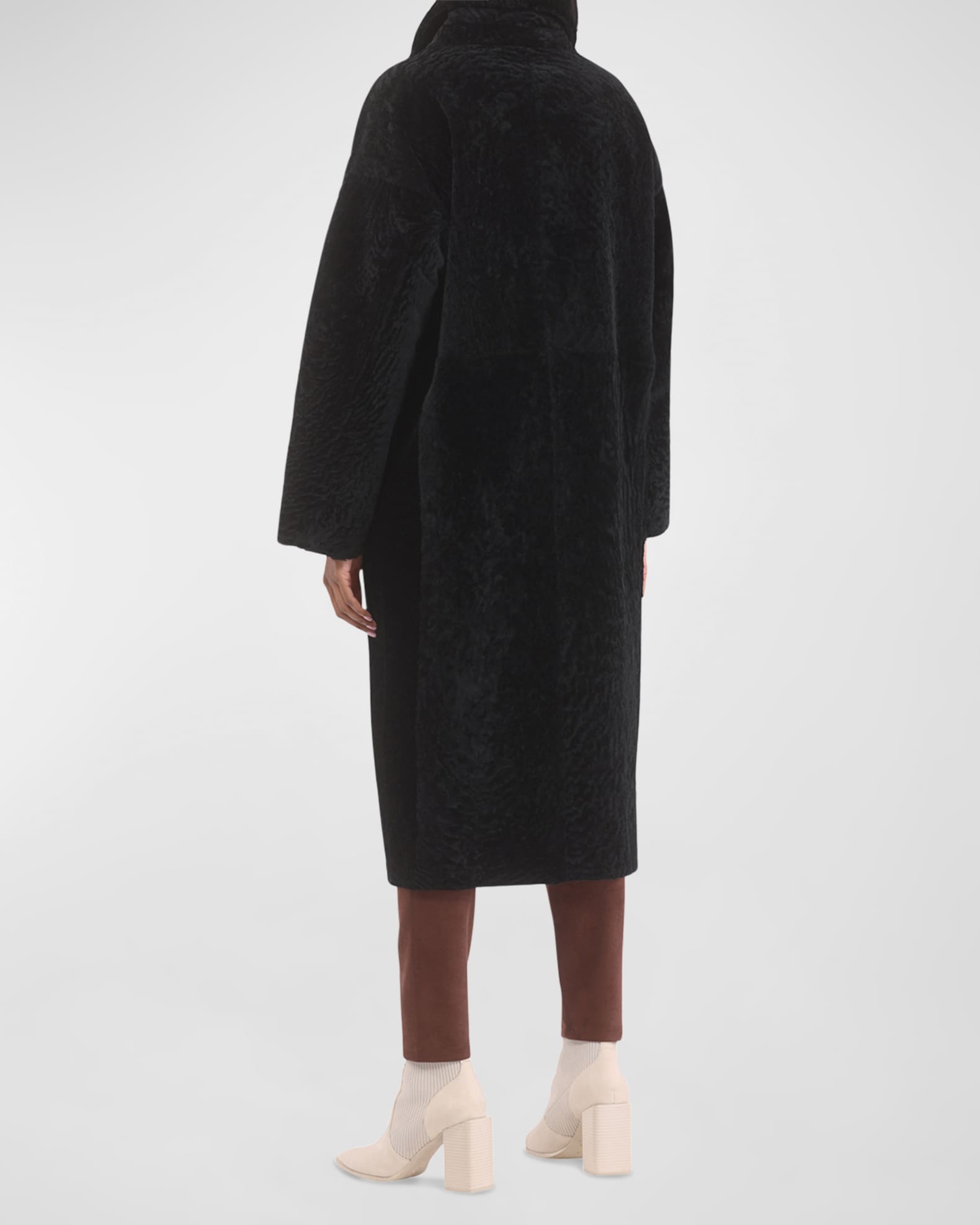 Gorski Reversible Textured Lamb Shearling Long Coat | Neiman Marcus