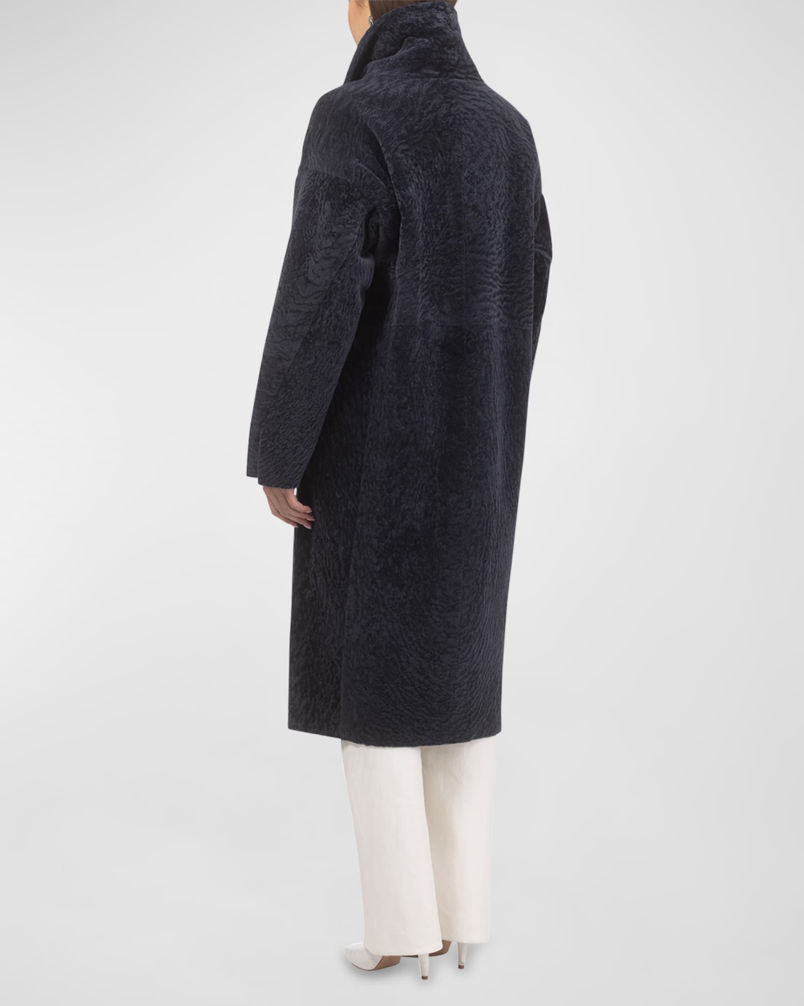 Gorski Reversible Textured Lamb Shearling Long Coat | Neiman Marcus