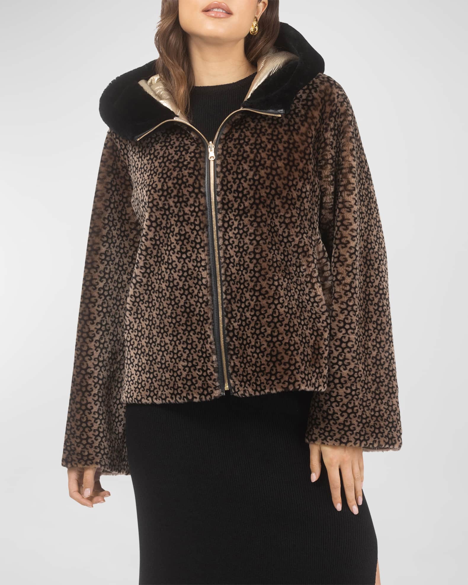 Reversible Lamb Shearling Hooded Zip Jacket 1