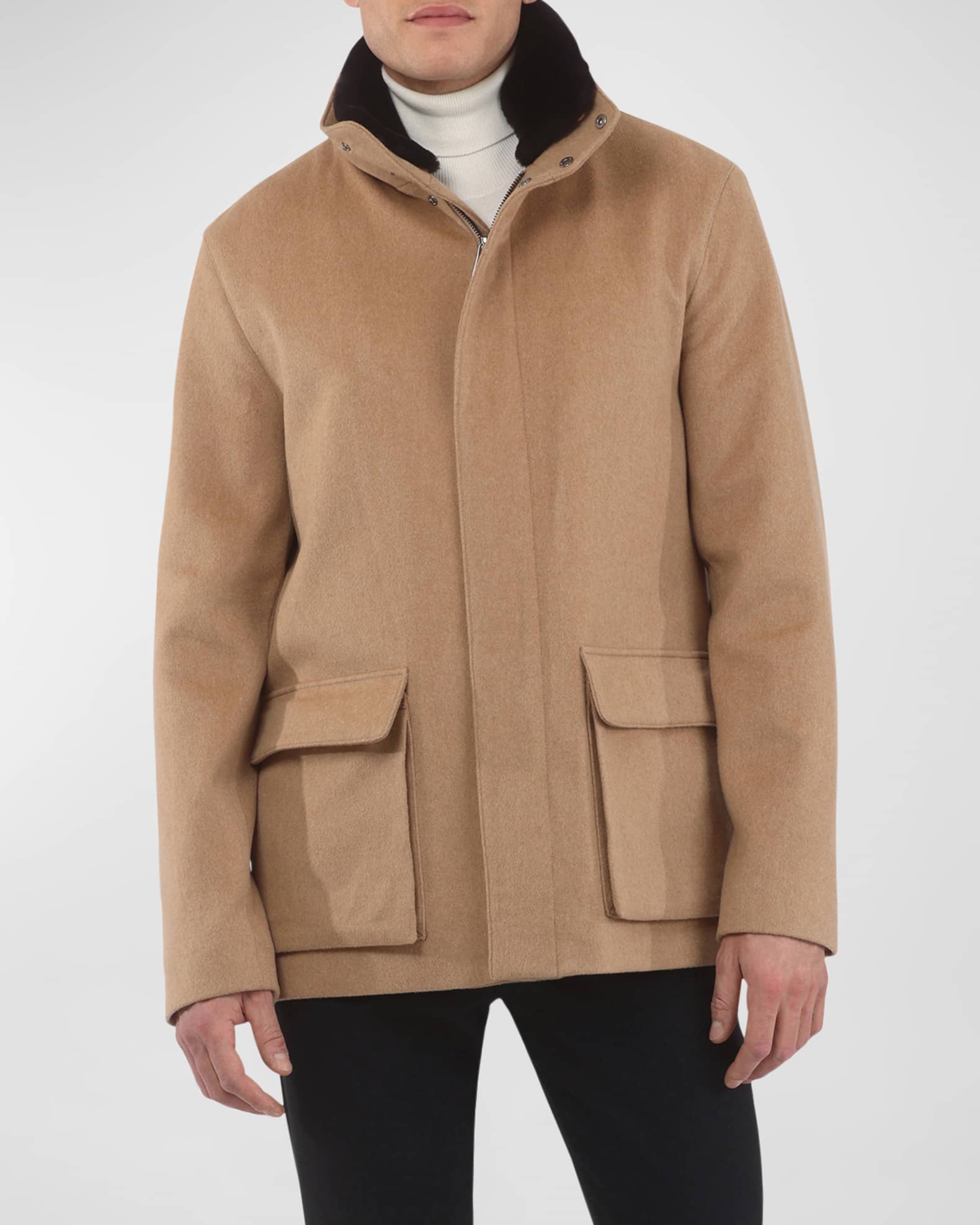 Men's Loro Piana Wool Jacket with Detachable Lamb Shearling Collar 1