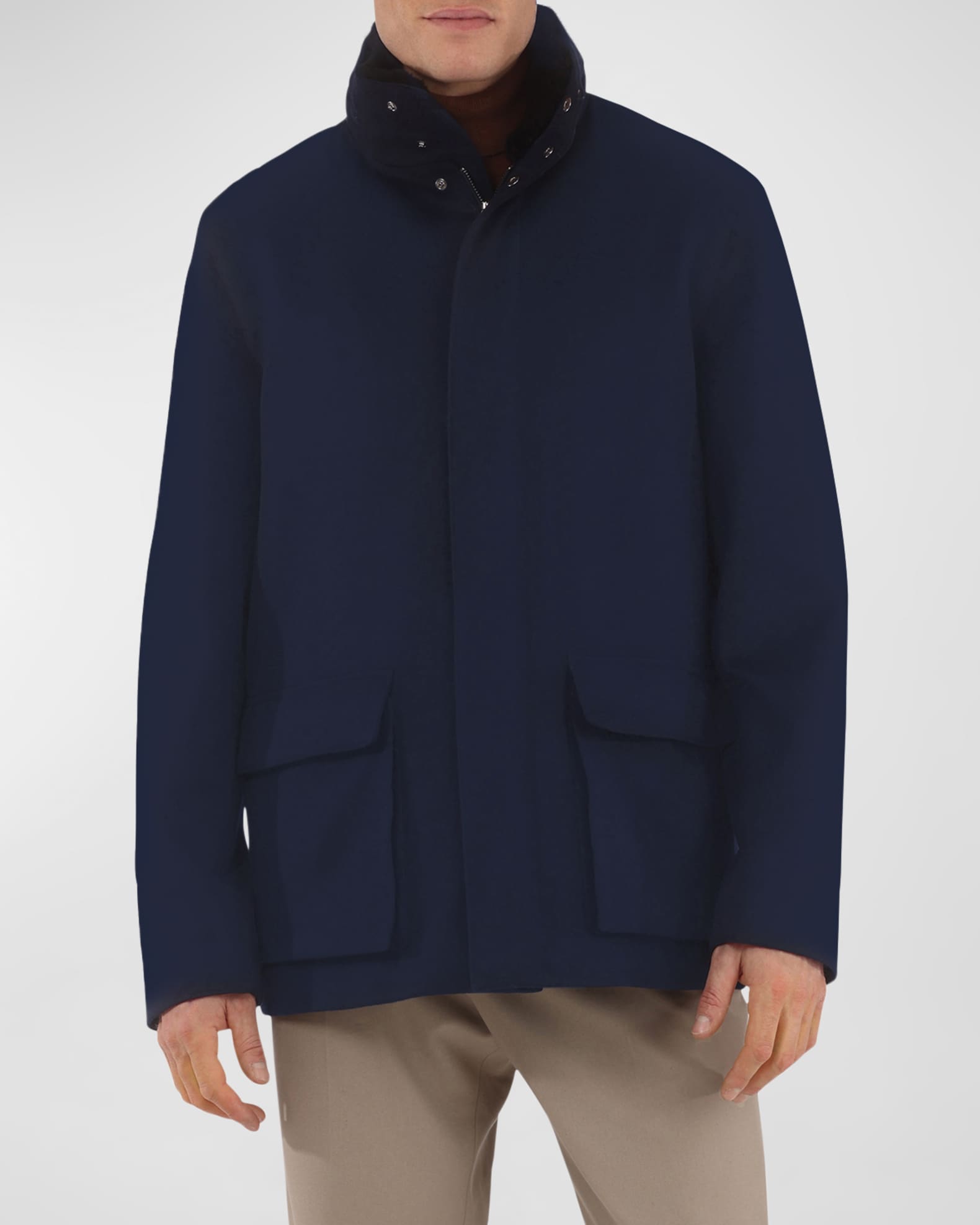 Gorski Men's Loro Piana Wool Jacket with Detachable Lamb Shearling