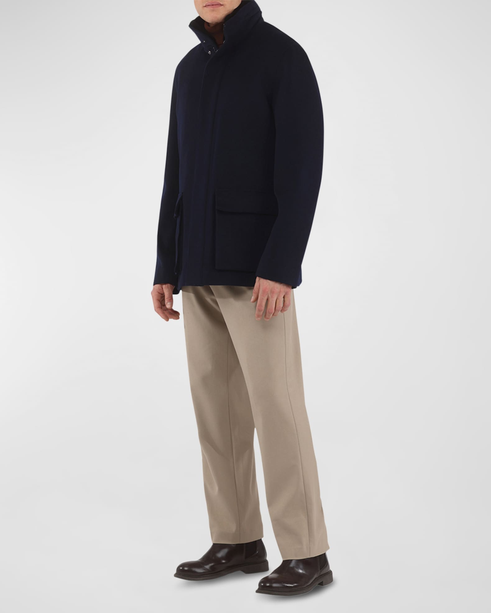 Gorski Men's Loro Piana Wool Jacket with Detachable Lamb Shearling