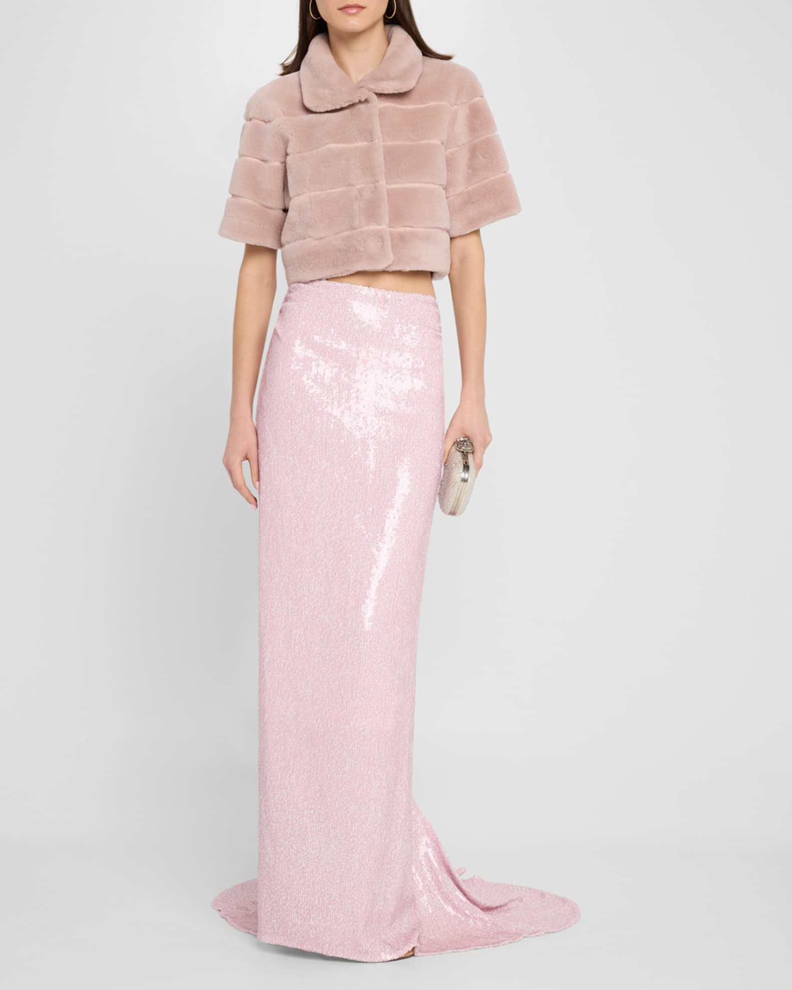 Reversible Lamb Shearling Bolero Jacket With Cropped Sleeves 1
