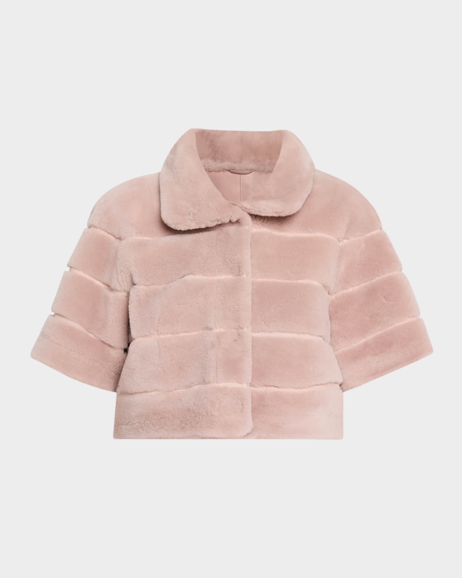 Reversible Lamb Shearling Bolero Jacket With Cropped Sleeves 0