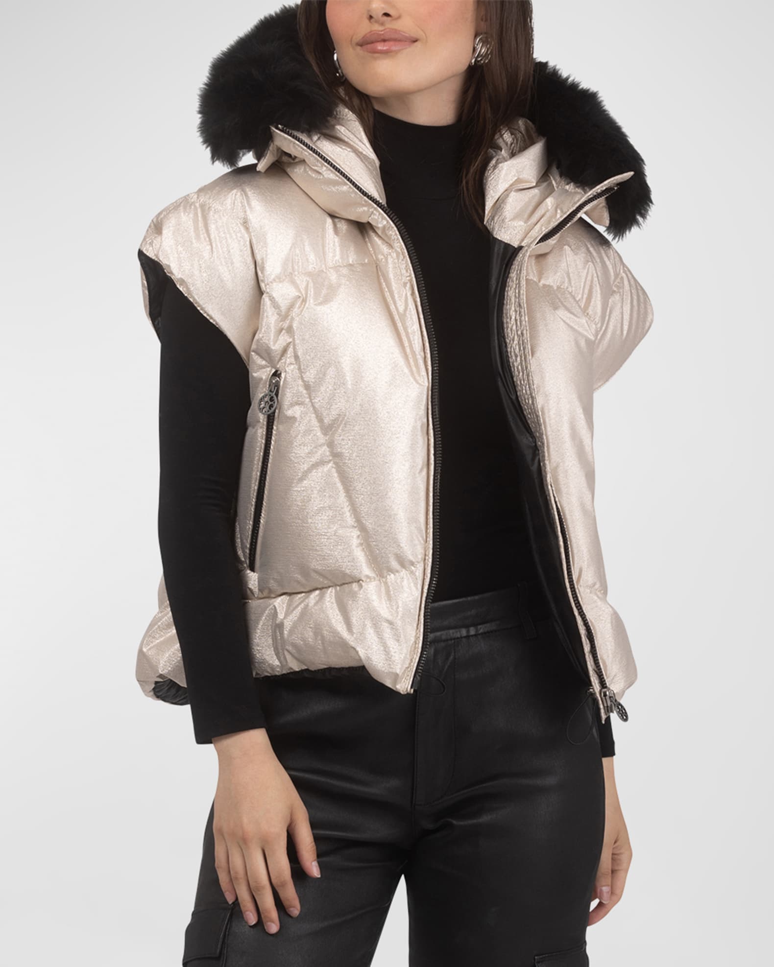 Gorski Apres-Ski Vest with Detachable Toscana Lamb Shearling Hood