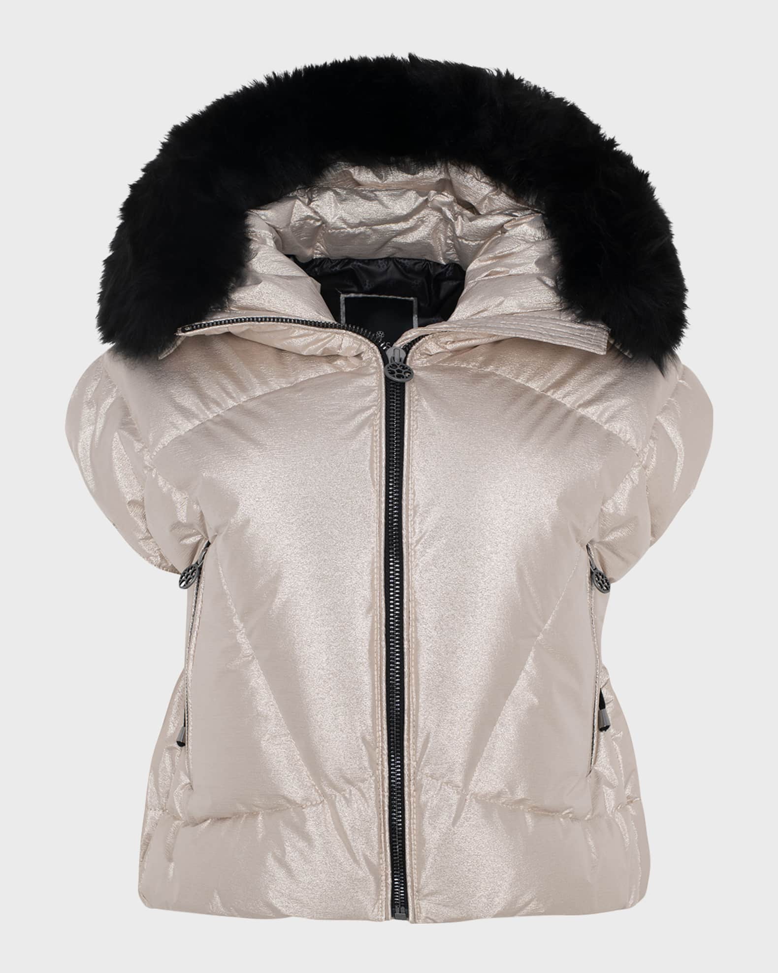 Apres-Ski Vest with Detachable Toscana Lamb Shearling Hood Trim 0