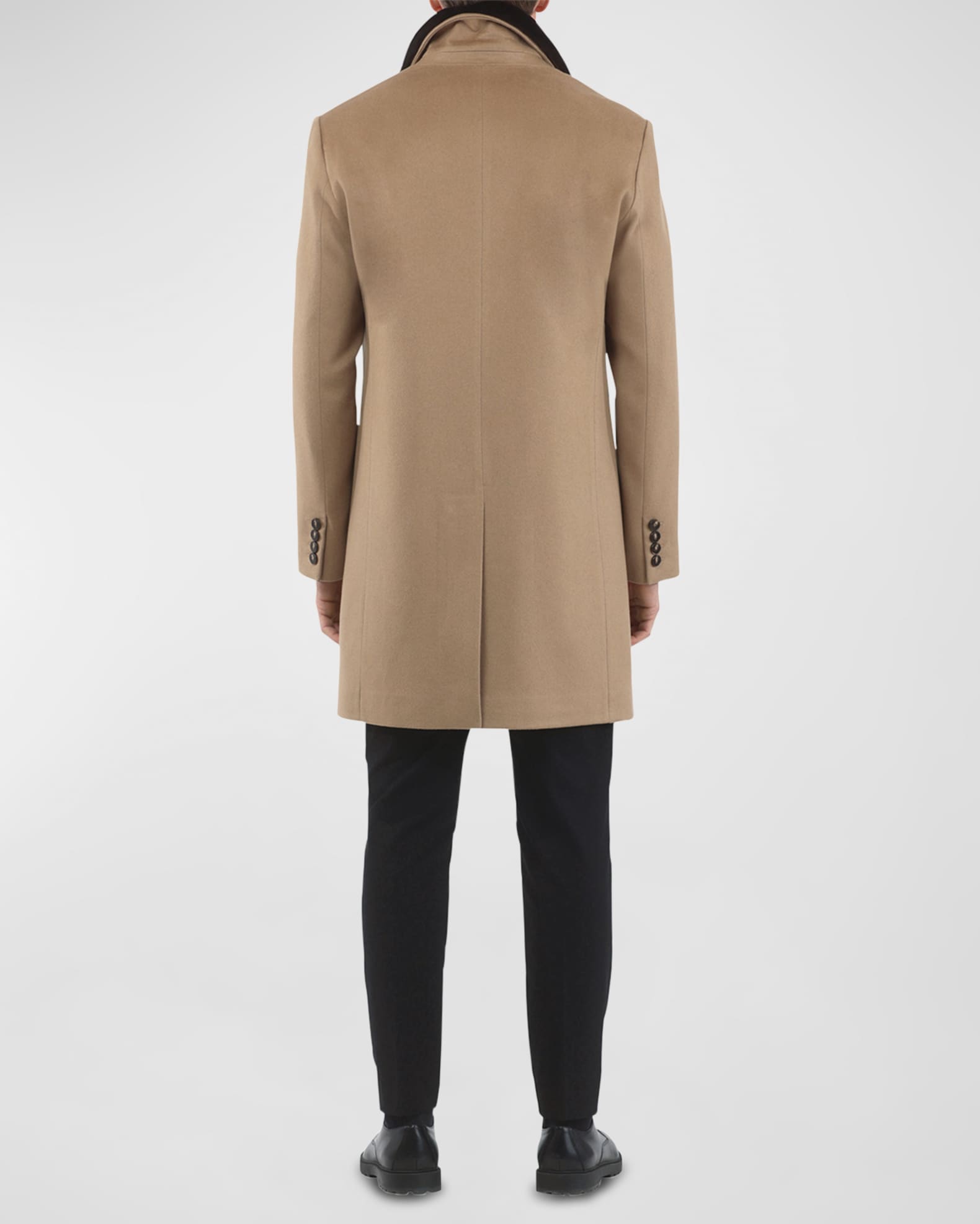 Gorski Men's Loro Piana Cashmere Short Coat with Detachable Lamb