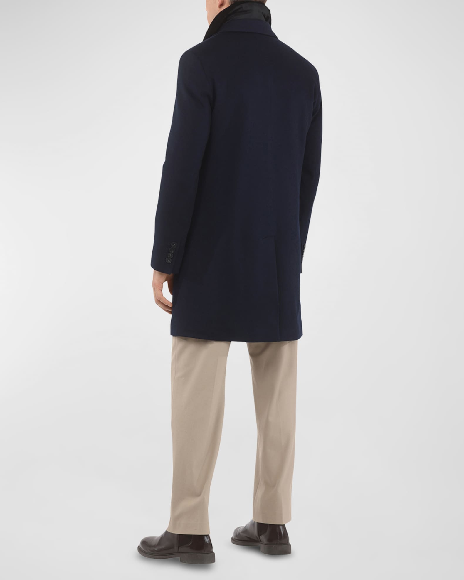 Gorski Men's Loro Piana Cashmere Short Coat with Detachable Lamb