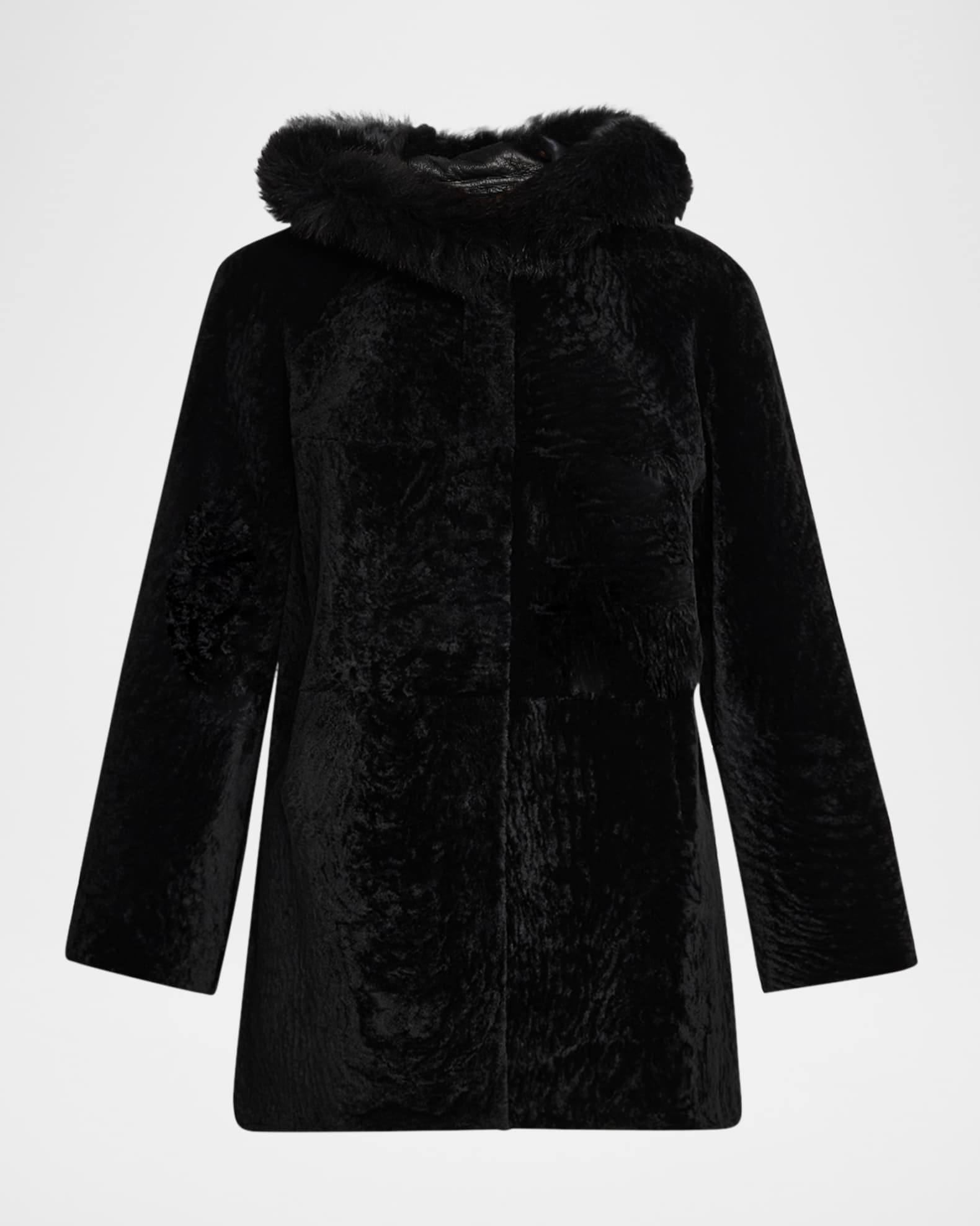 Reversible Textured Lamb Shearling Parka With Merinillo Lamb Shearling Trim 0