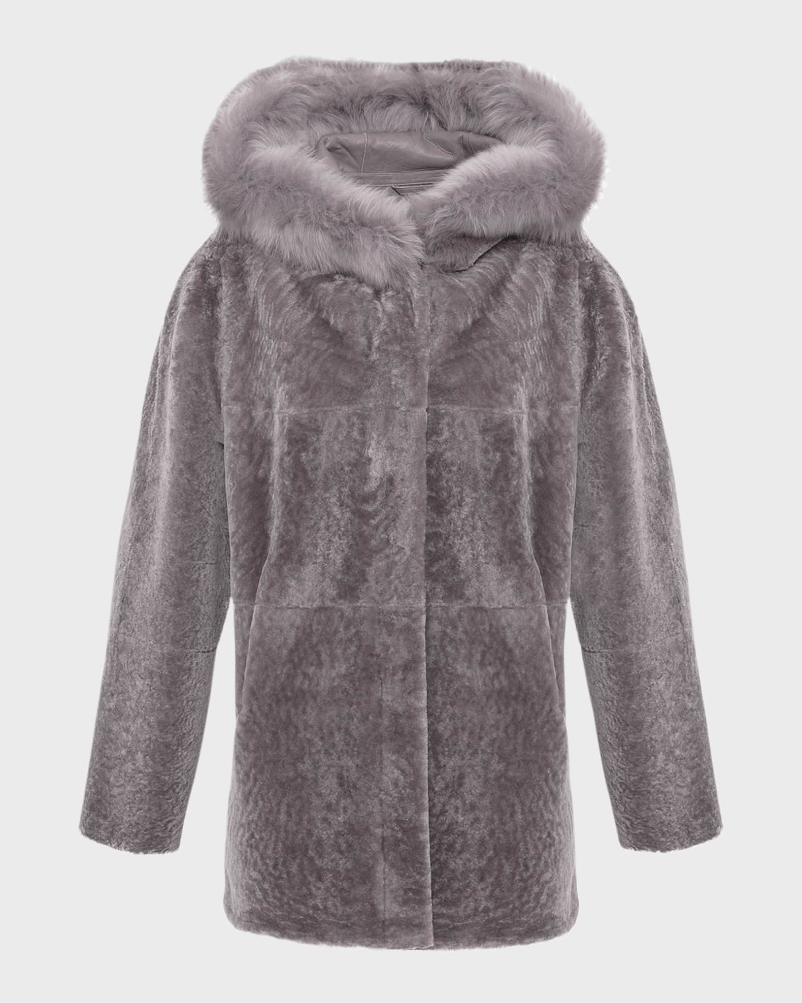 Reversible Textured Lamb Shearling Parka With Merinillo Lamb Shearling Trim 0