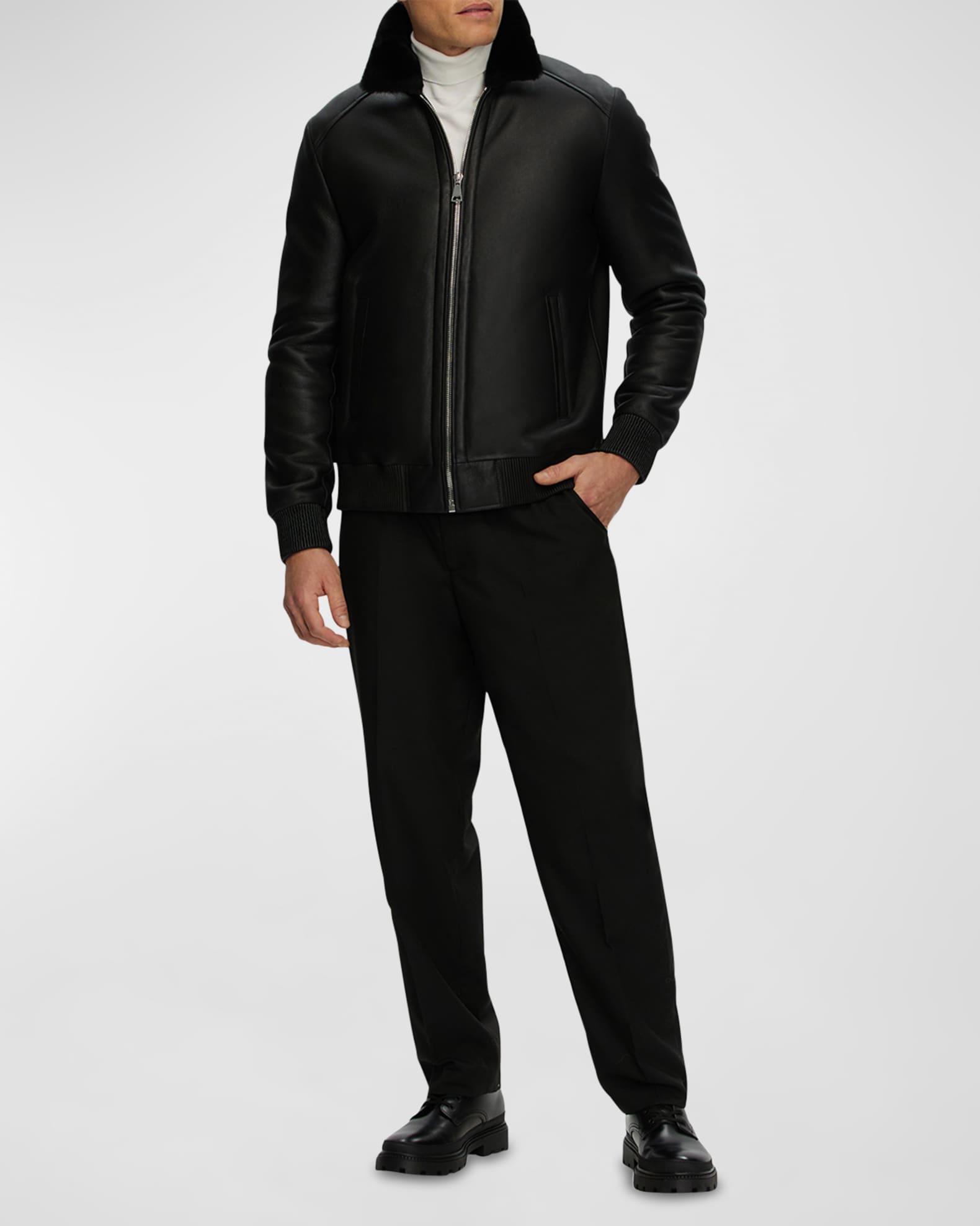 Men's Lamb Shearling Bomber Jacket 1