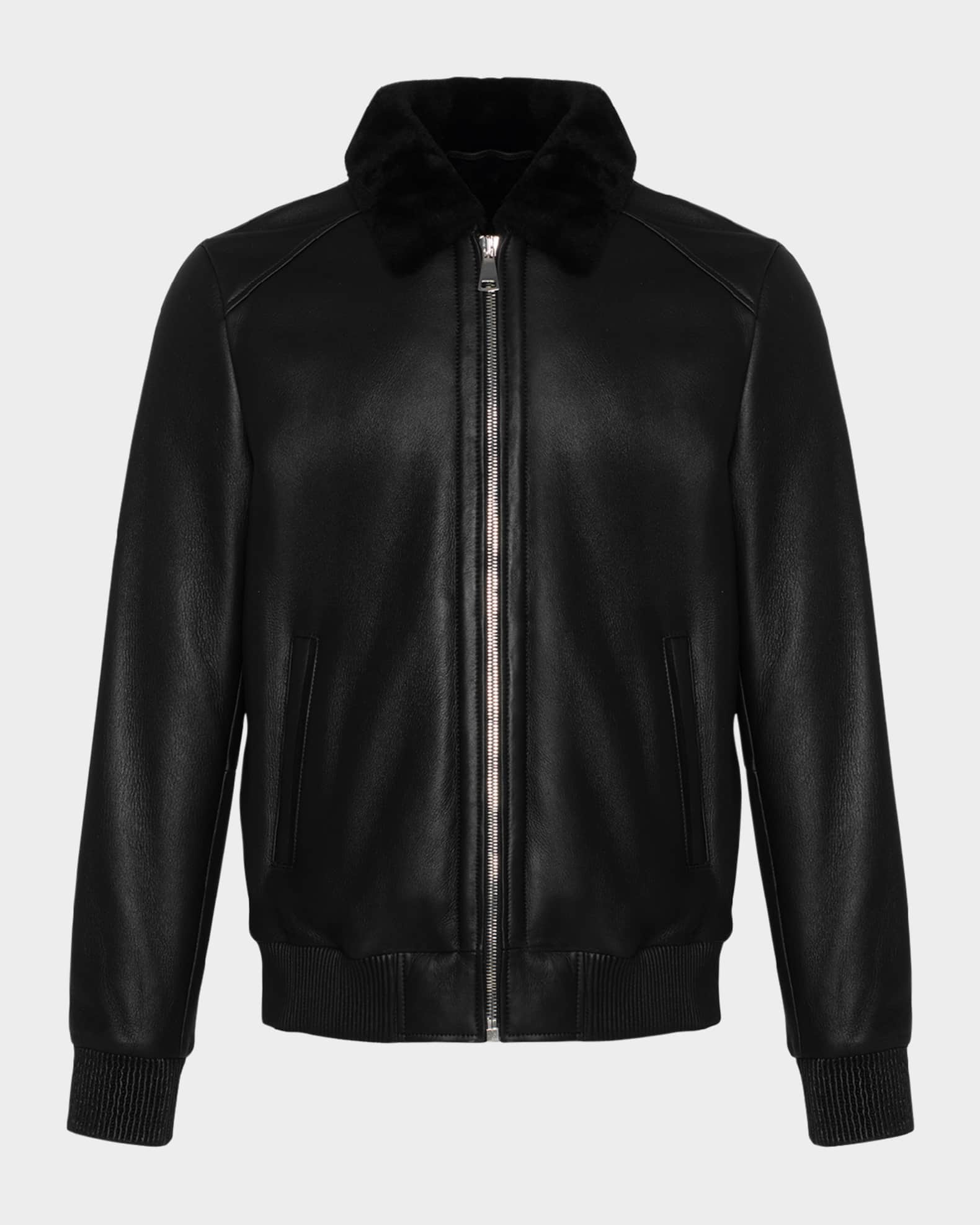 Men's Lamb Shearling Bomber Jacket 0