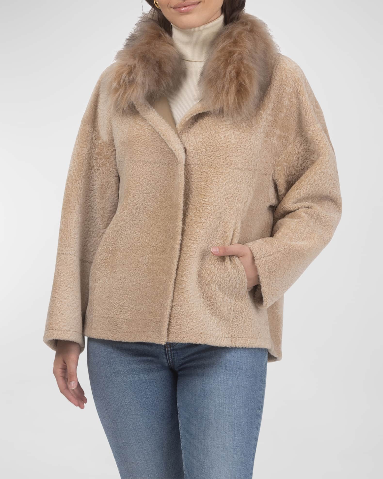 Reversible Lamb Shearling Jacket With Mongolian Lamb Shearling Collar 1