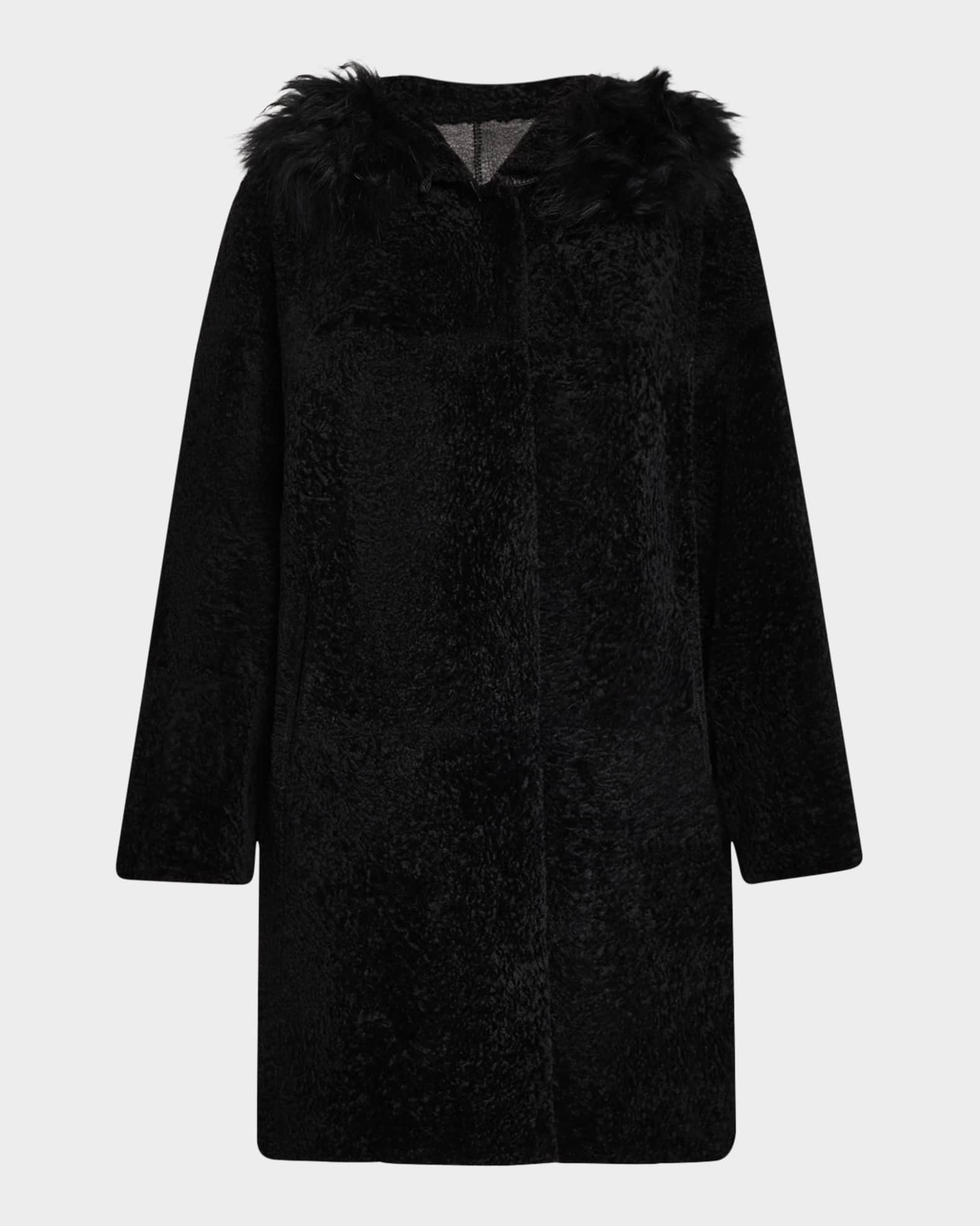 Reversible Shearling Lamb Stroller with Mongolian Lamb Hood Trim 0