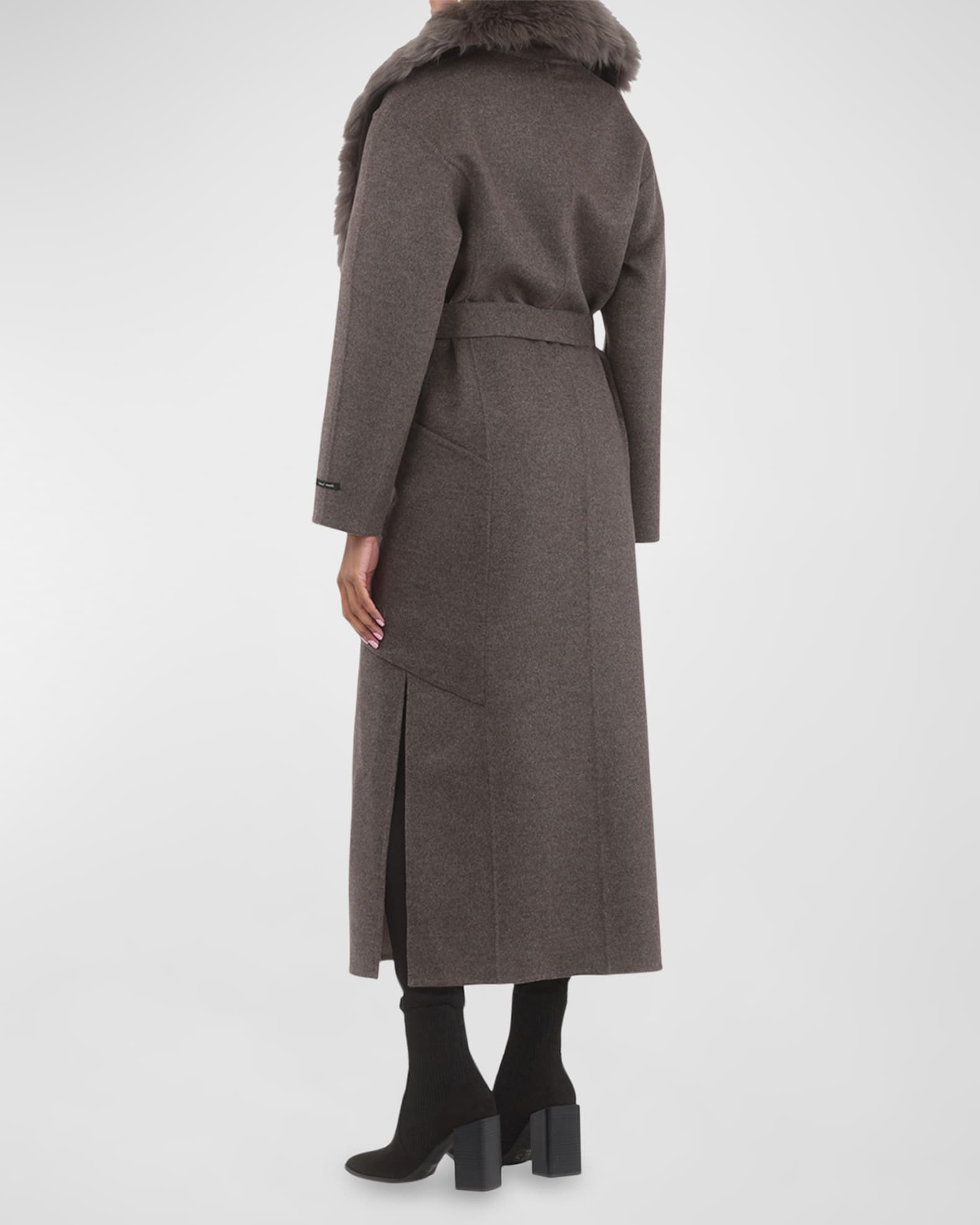 Organic Color Cashmere Wrap Coat with Belt main image 1
