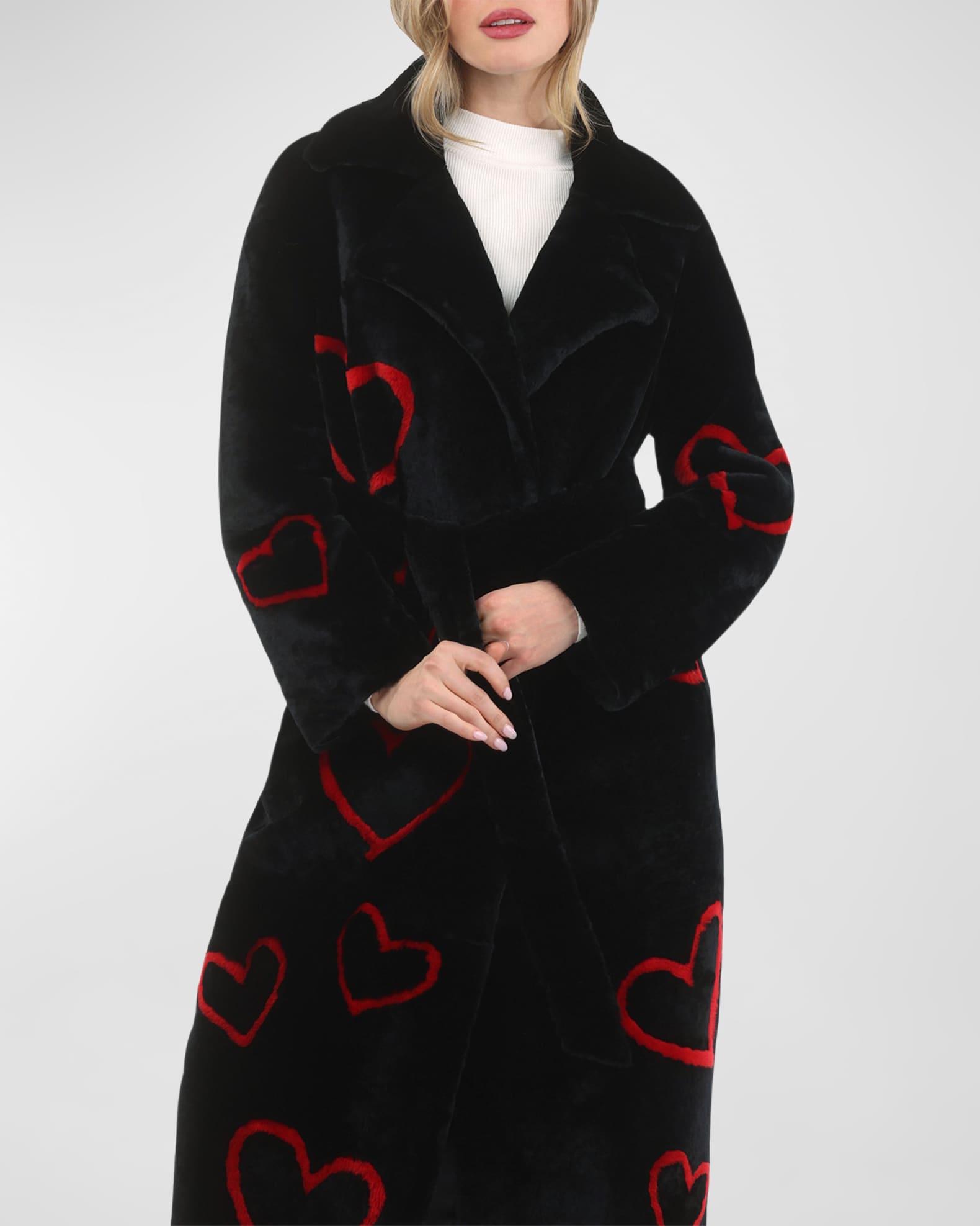 Gorski Reversible Heart Lamb Shearling Coat With Belt Neiman Marcus