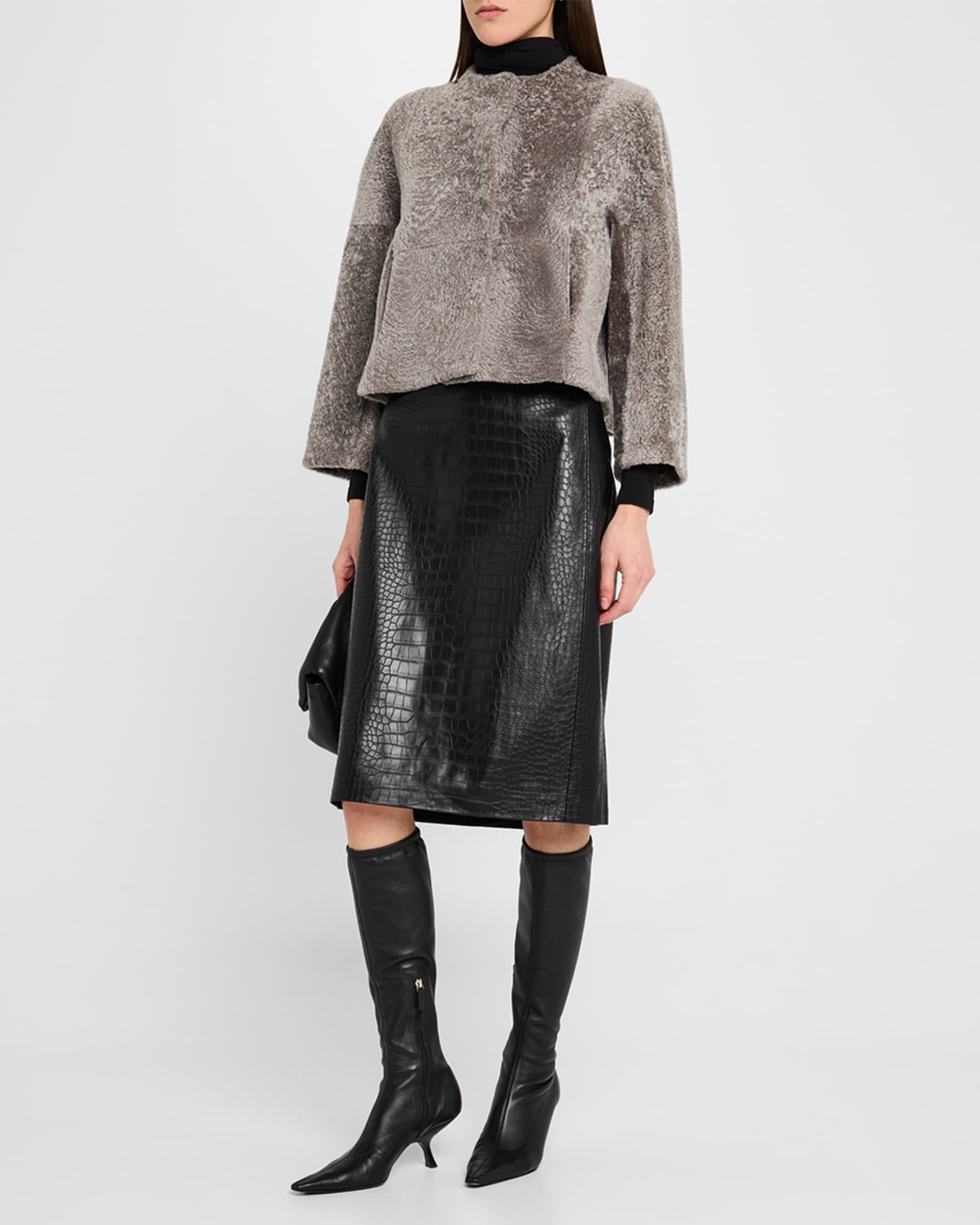 Reversible Collarless Shearling Lamb Jacket 1