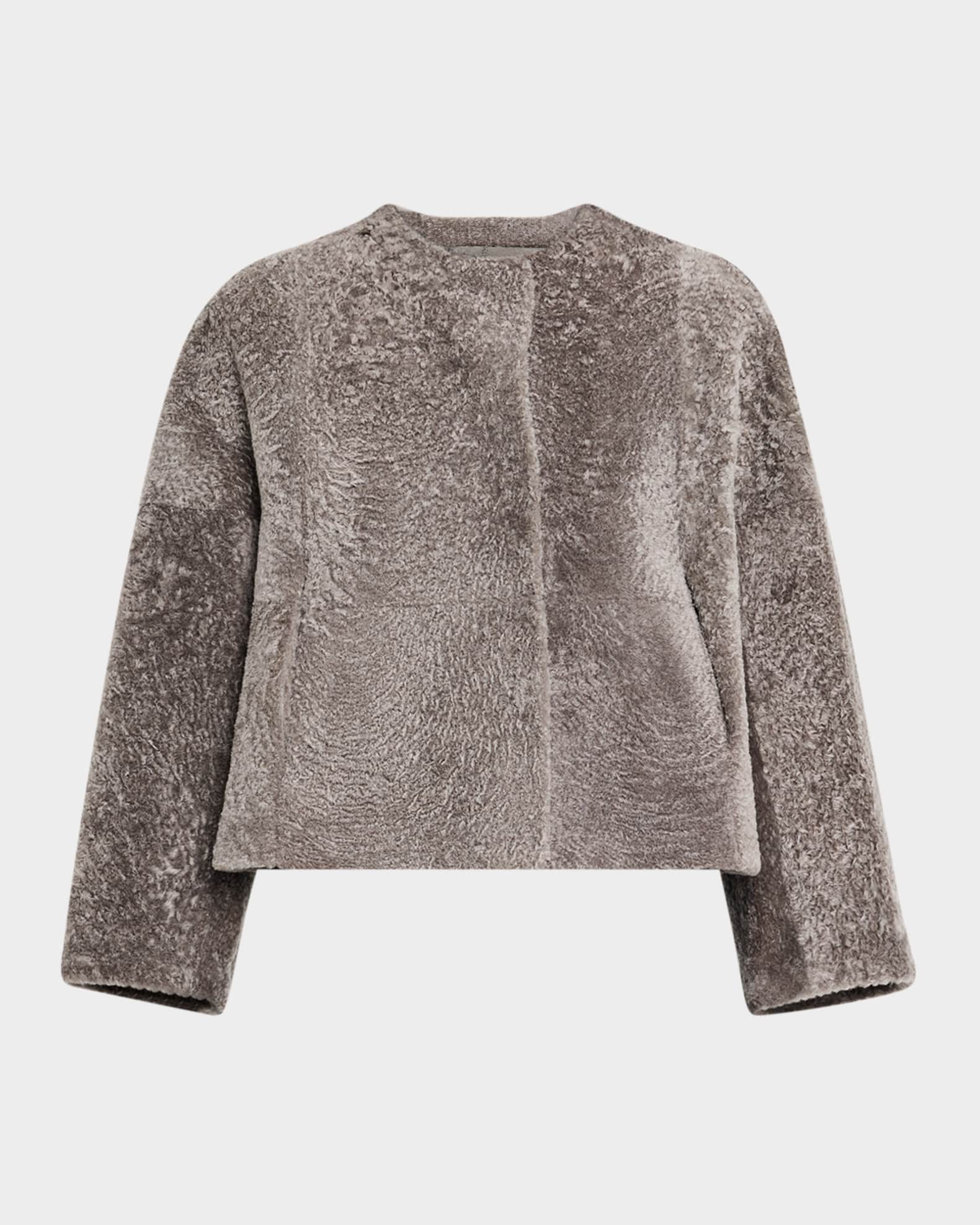 Reversible Collarless Shearling Lamb Jacket 0
