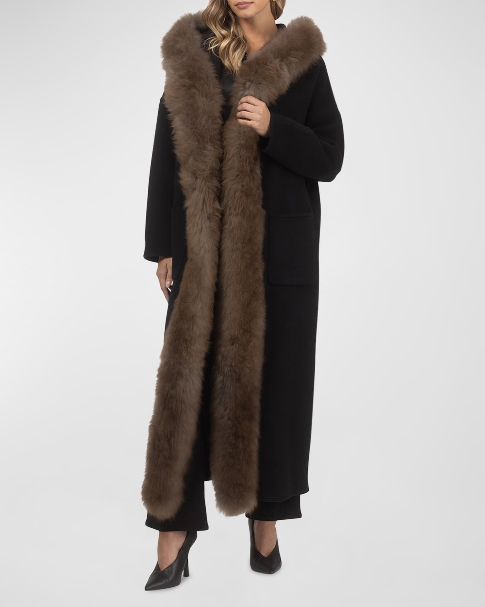 Cashmere Wrap Parka Jacket with Select Cashmere Goat Trim 1