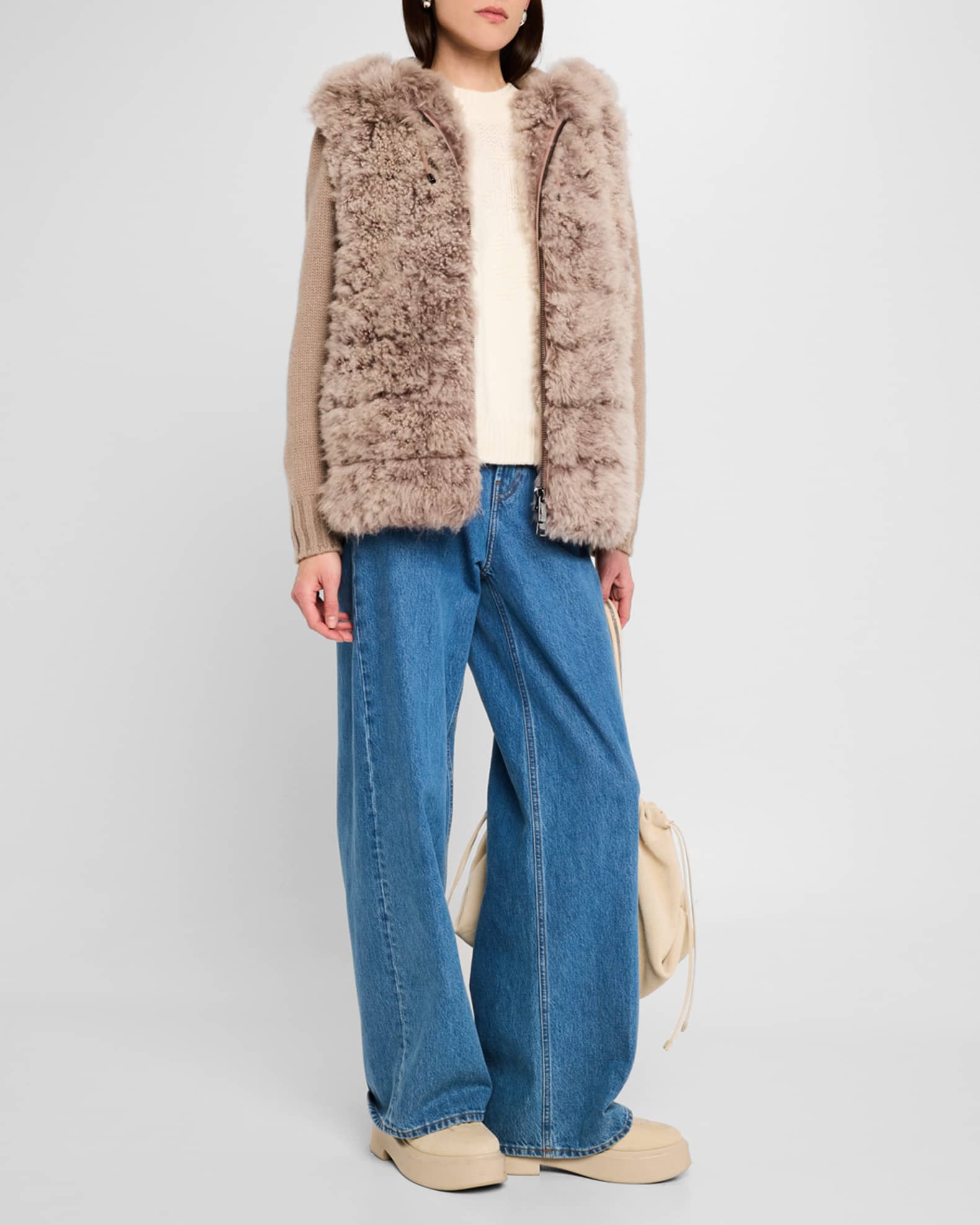 Select Cashmere Goat Parka with  Cashmere Cable-Knit 1