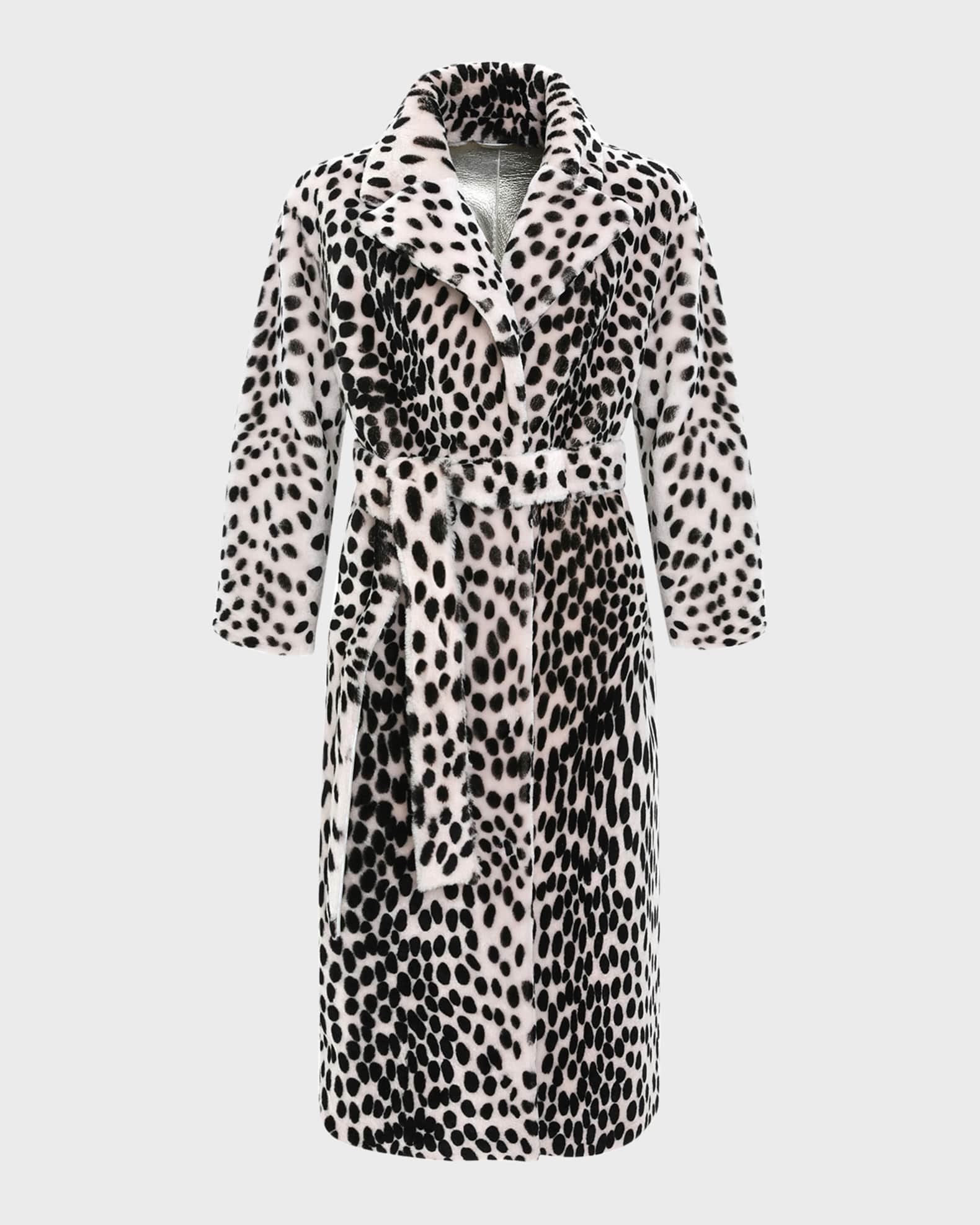 Reversible Spotted Select Shearling Lamb Belted Coat 0