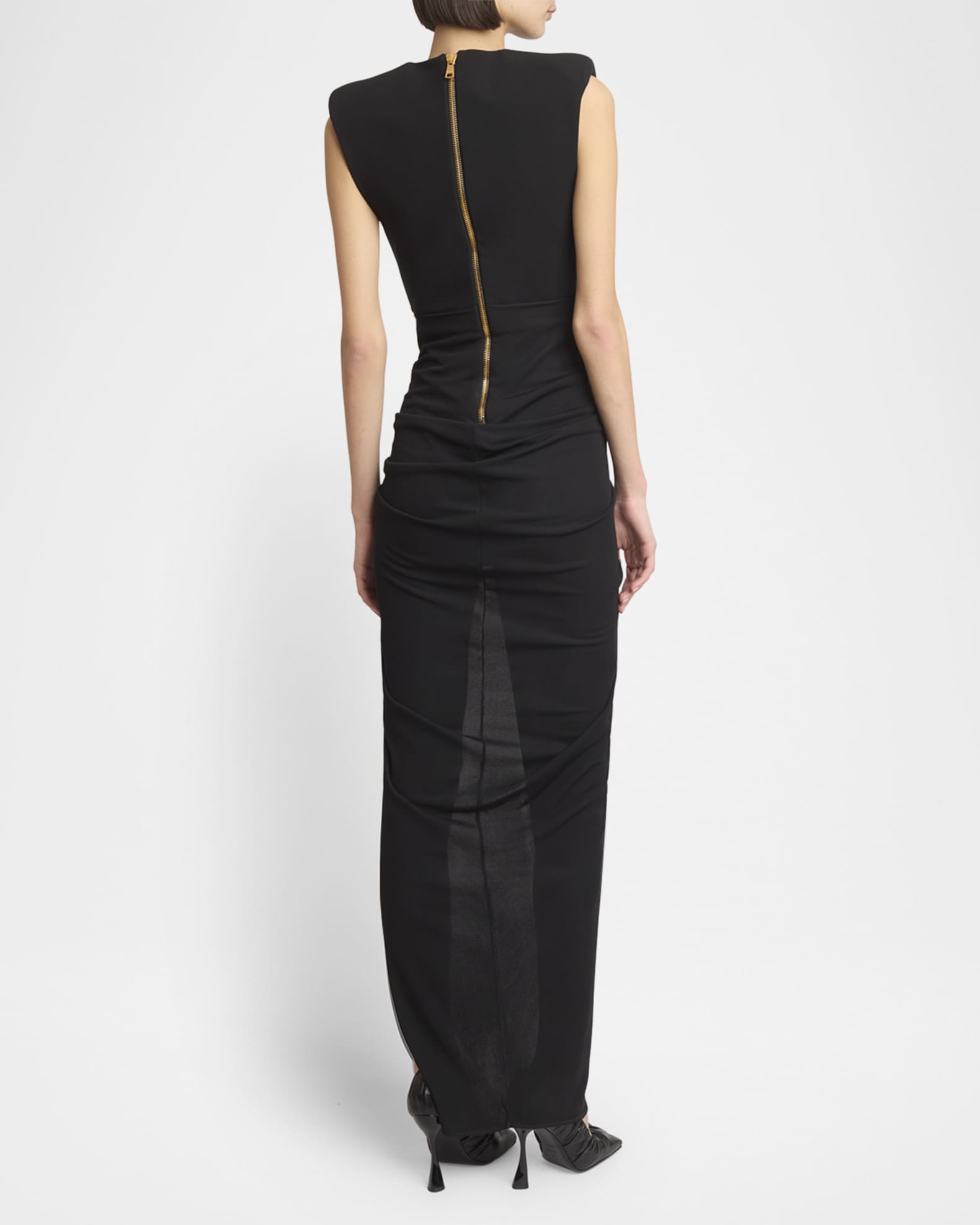美品　BALMAIN バルマン　ラインストーンチュール　ブラック　ワンピース Balmain rhinestone-embellished Gown | Black | FARFETCH