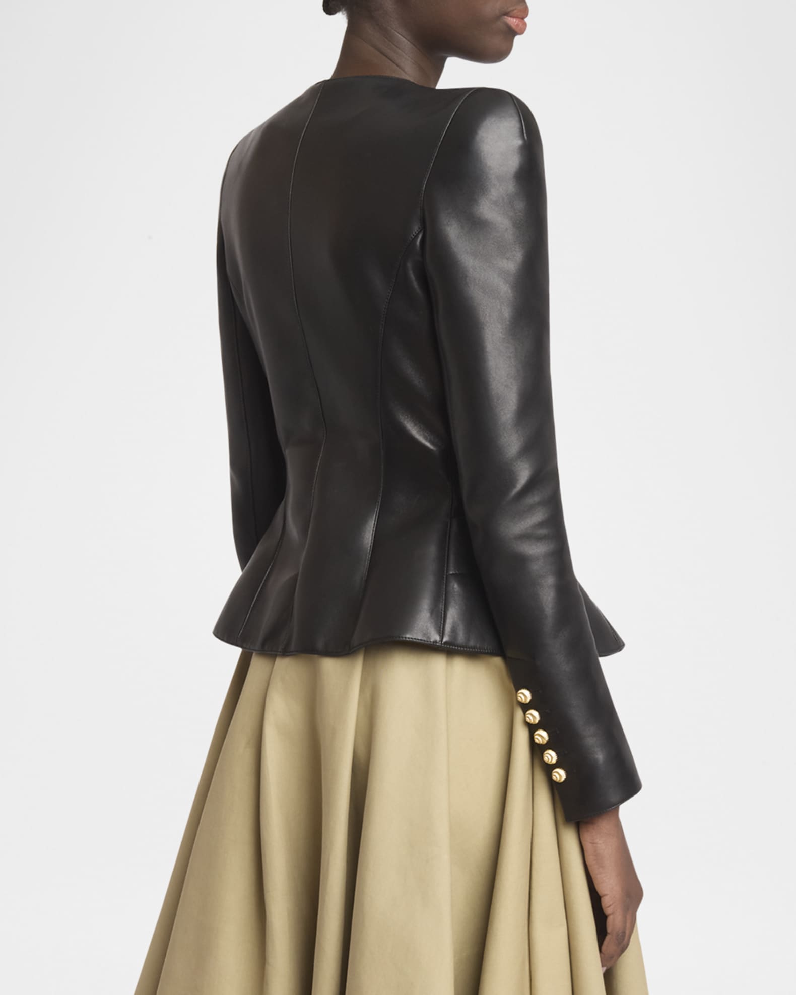 Balmain Lambskin Leather Peplum Jacket Neiman Marcus