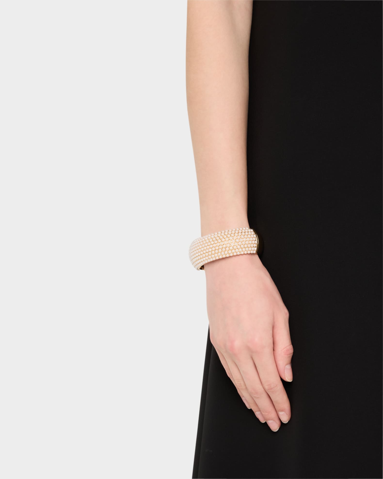 Pearly Dots Hinged Bangle Bracelet 1