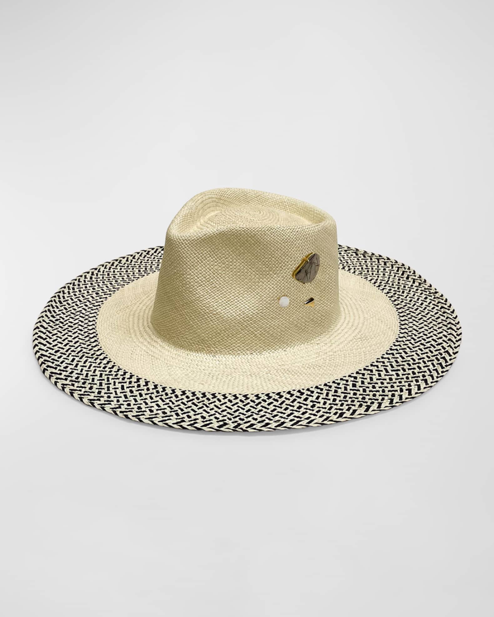 Van Palma Georgia Embellished Straw Large Brim Hat Women s M Hats Large Wide Brim Hats Sun Hats