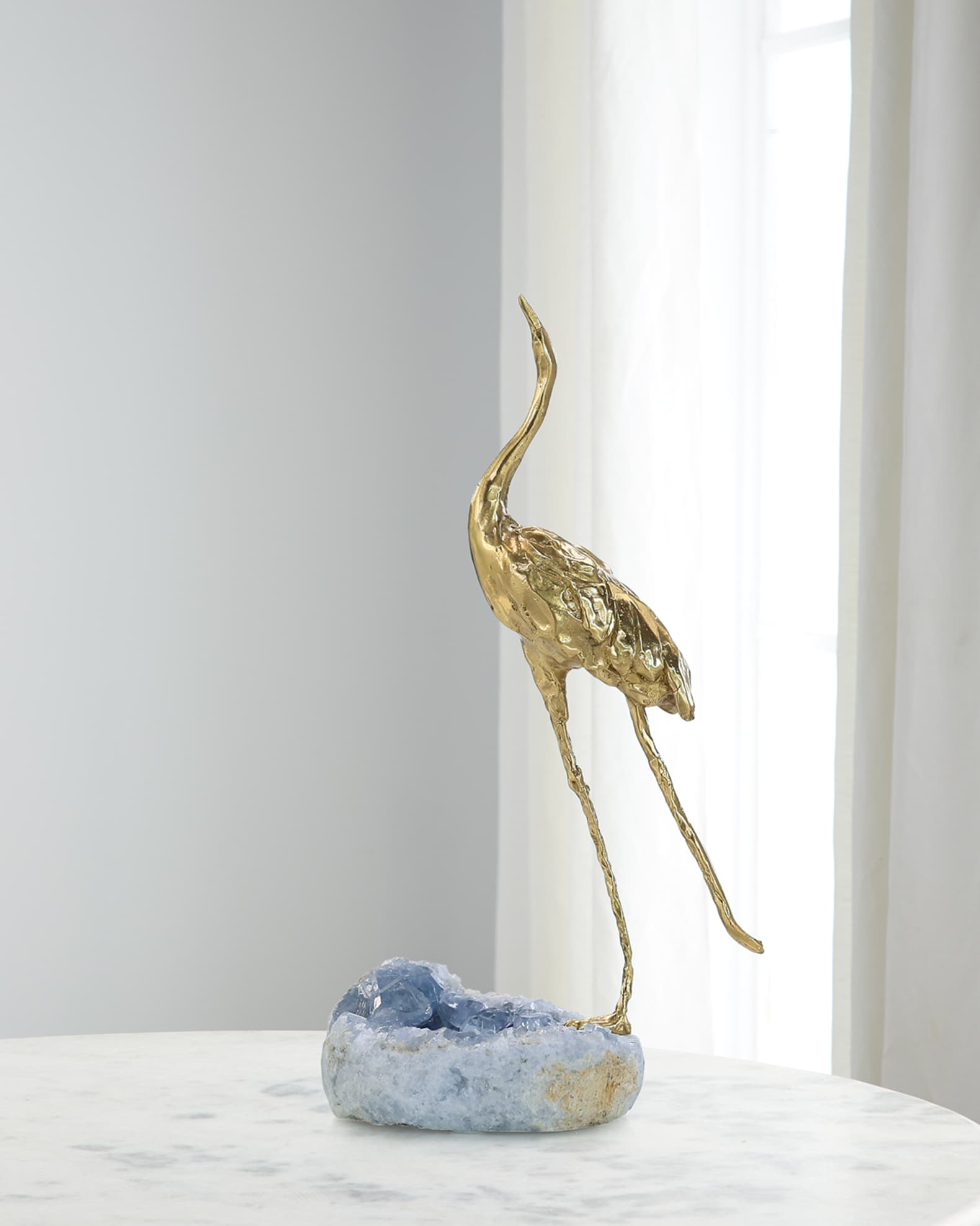 Brass Crane Sculpture on Kyanite I 0