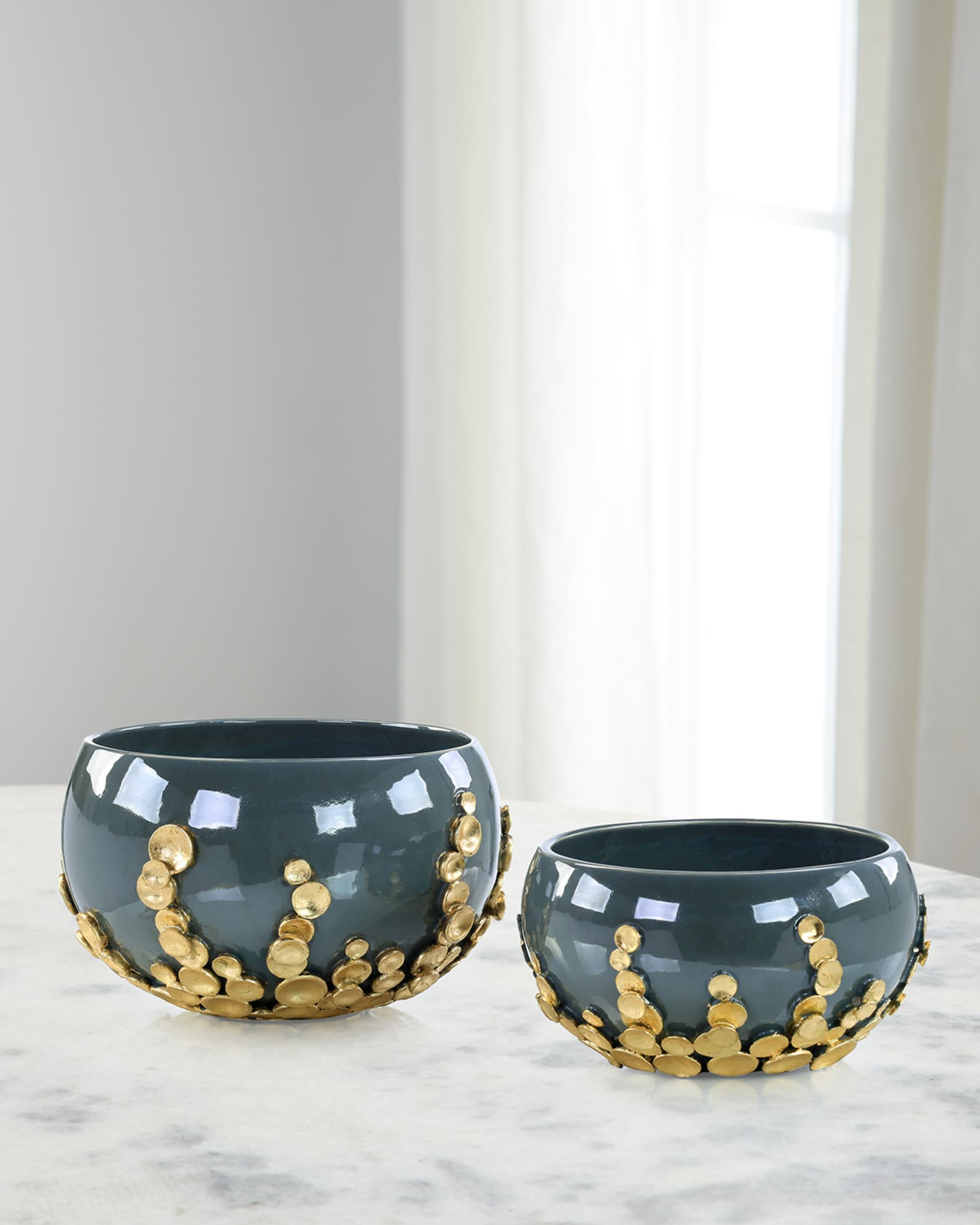  Golden Disc Bowls, Set of 2 0