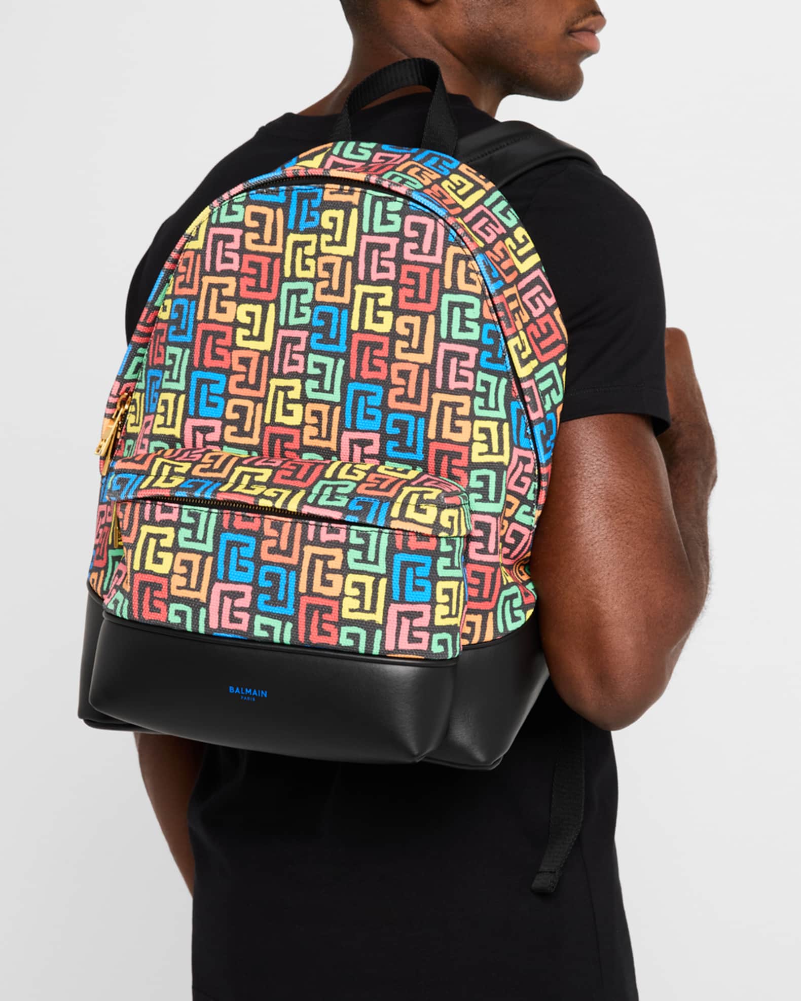 Balmain Men s Multicolor PB Labyrinth Canvas Backpack Neiman Marcus