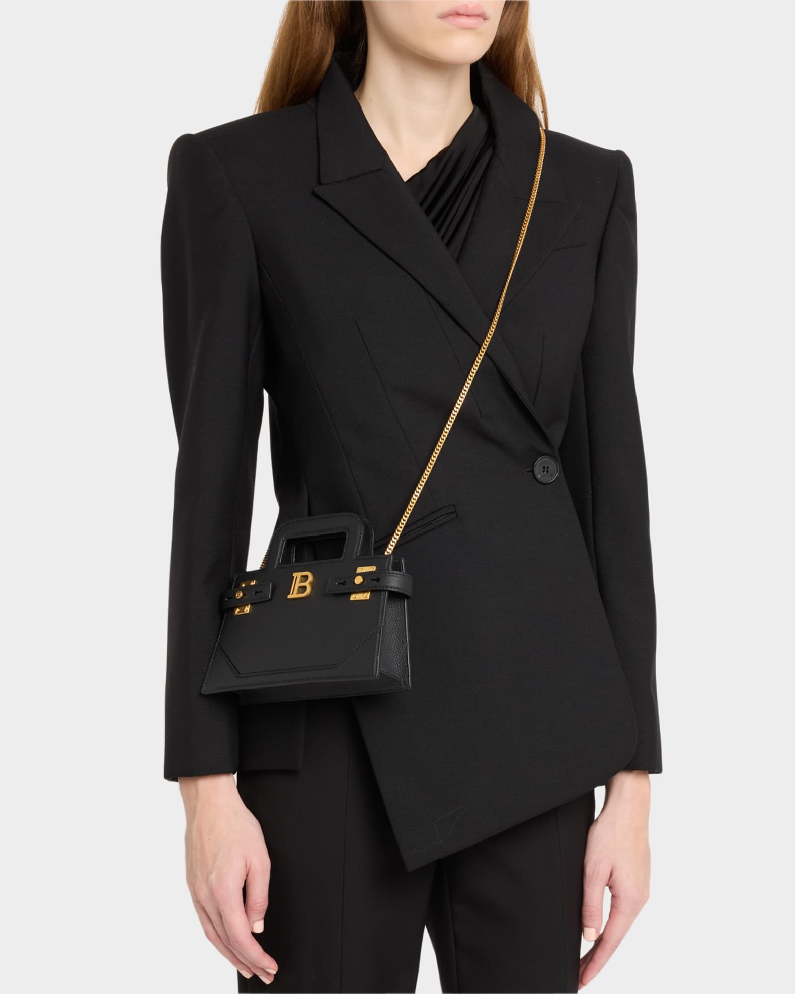 BBuzz Small Top Handle Bag in Grained Leather