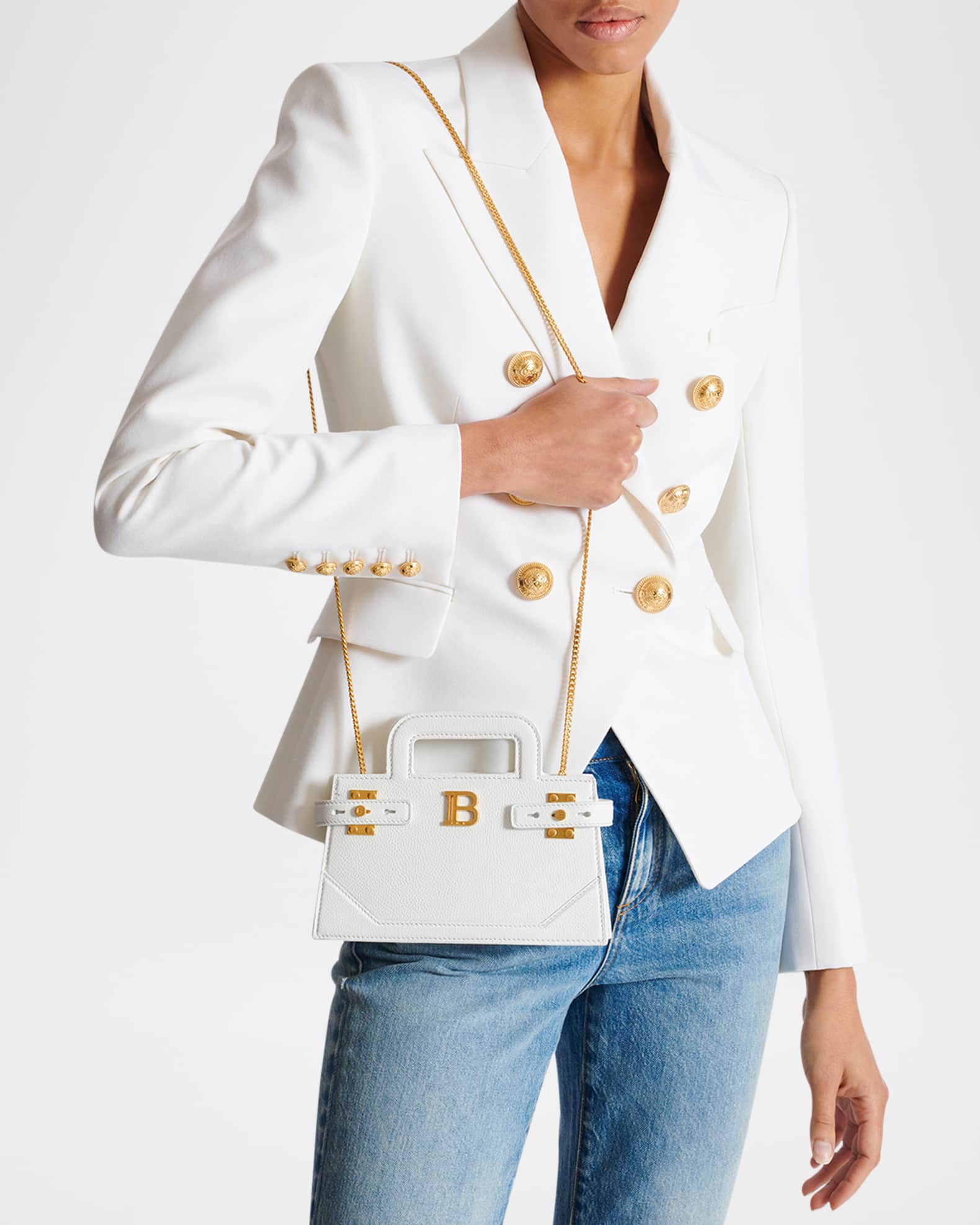 BBuzz Small Top-Handle Bag in Grained Leather  1