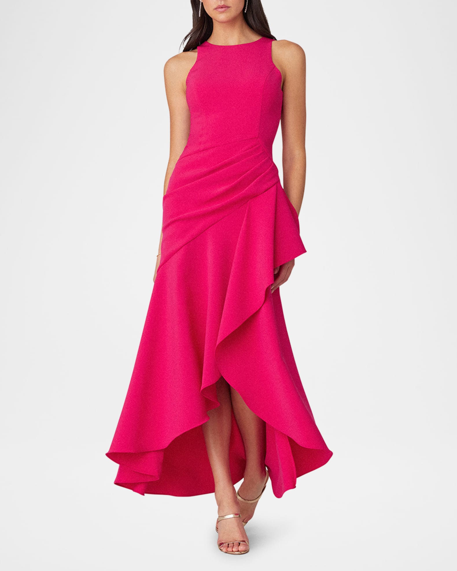 Pleated High-Low Ruffle Gown 1