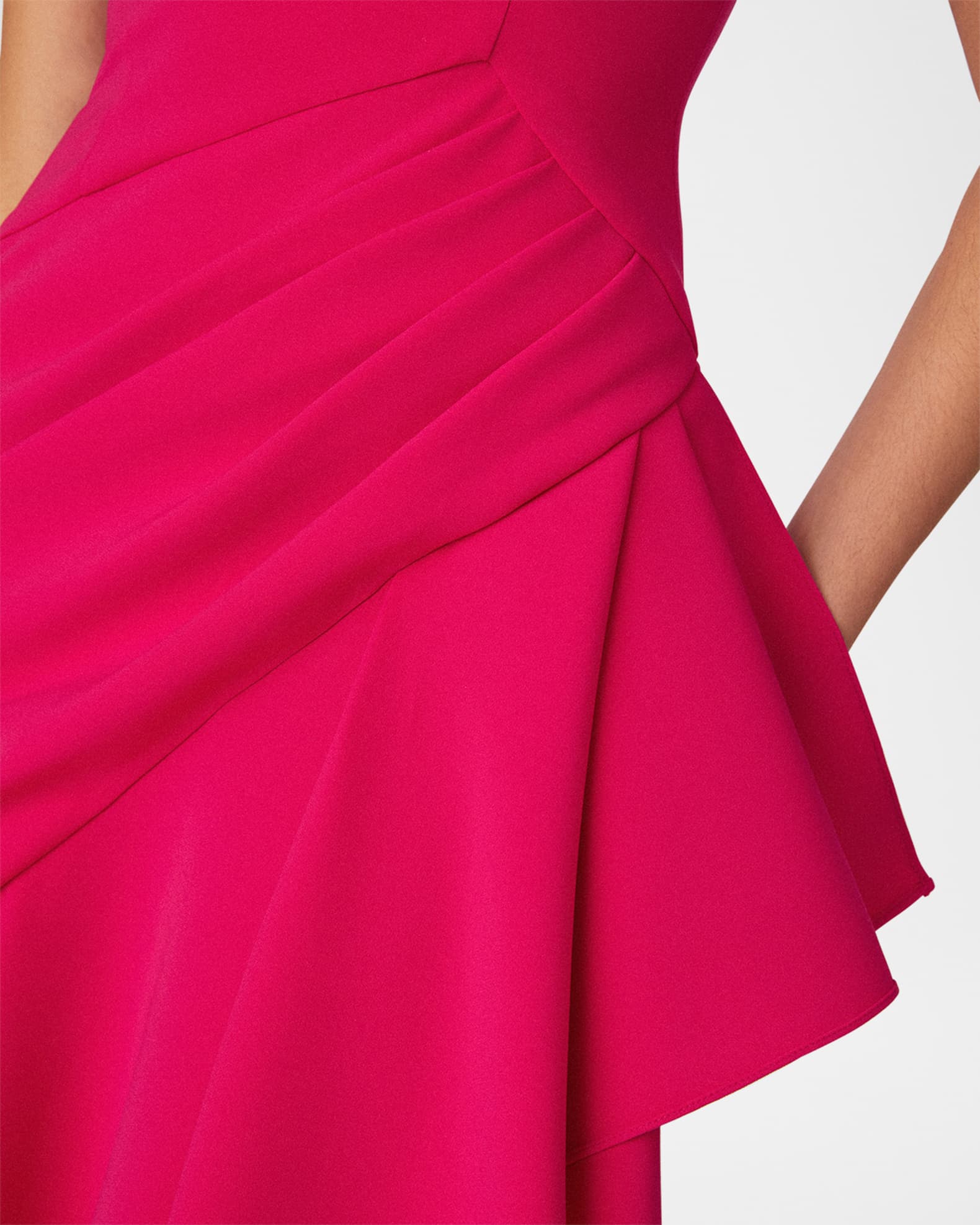 Shoshanna Pleated High Low Ruffle Gown Magenta