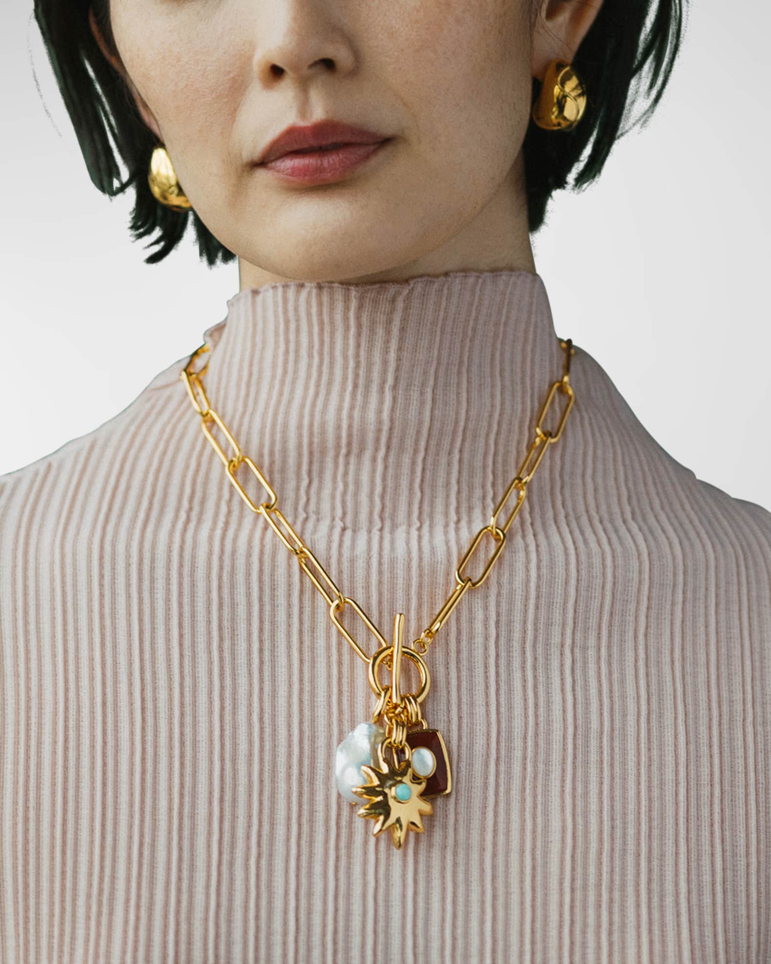 Lizzie Fortunato MINI ARP EARRINGS IN GOLD ROPE | Neiman Marcus