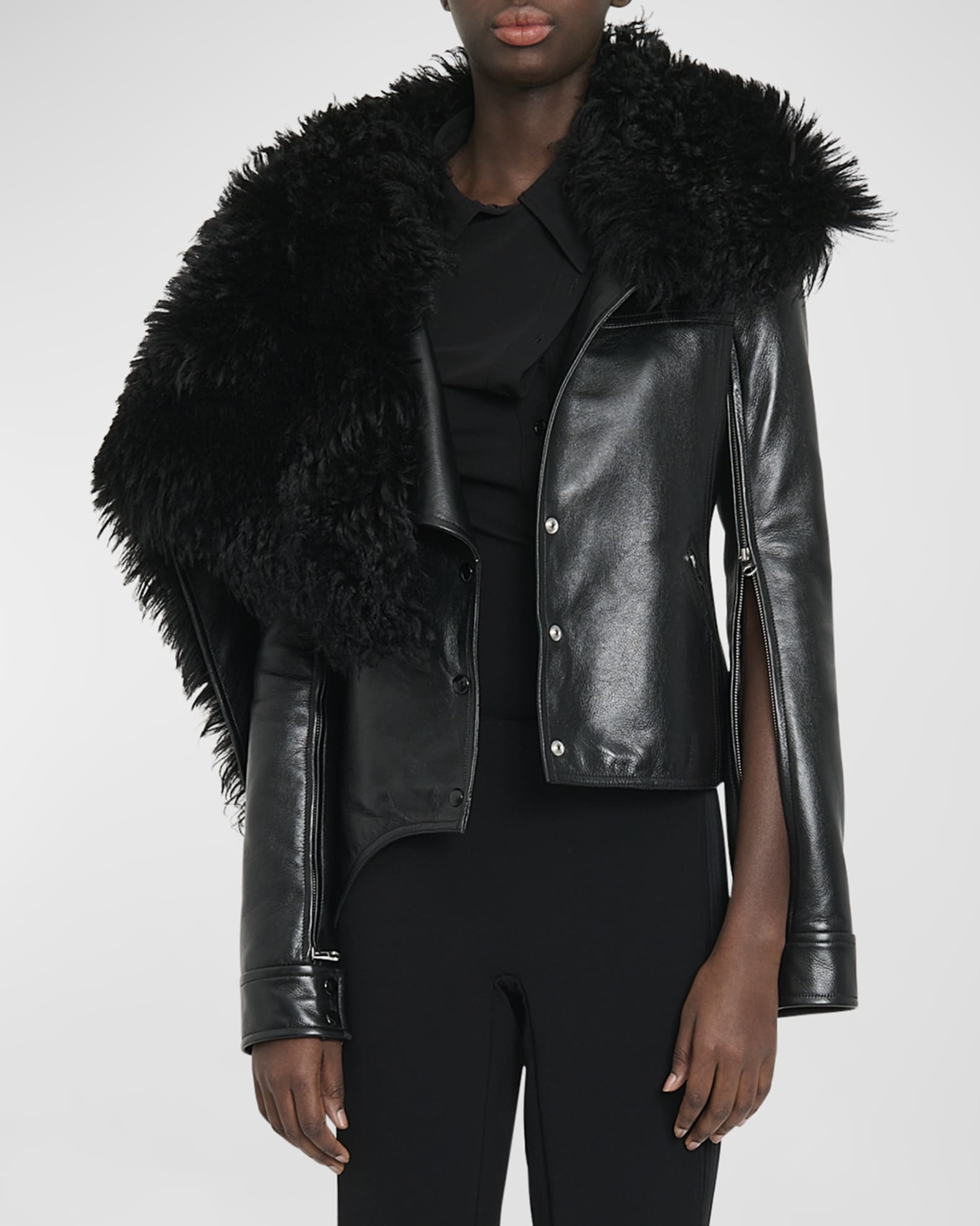 Shearling lamb moto jacket discount