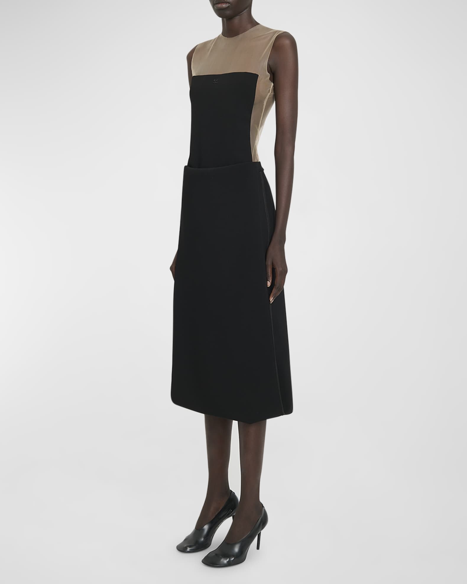 スカート COURREGES BLACK MIDI SKIRT WITH DRAPING Courrèges Black midi skirt with draping | TheDoubleF
