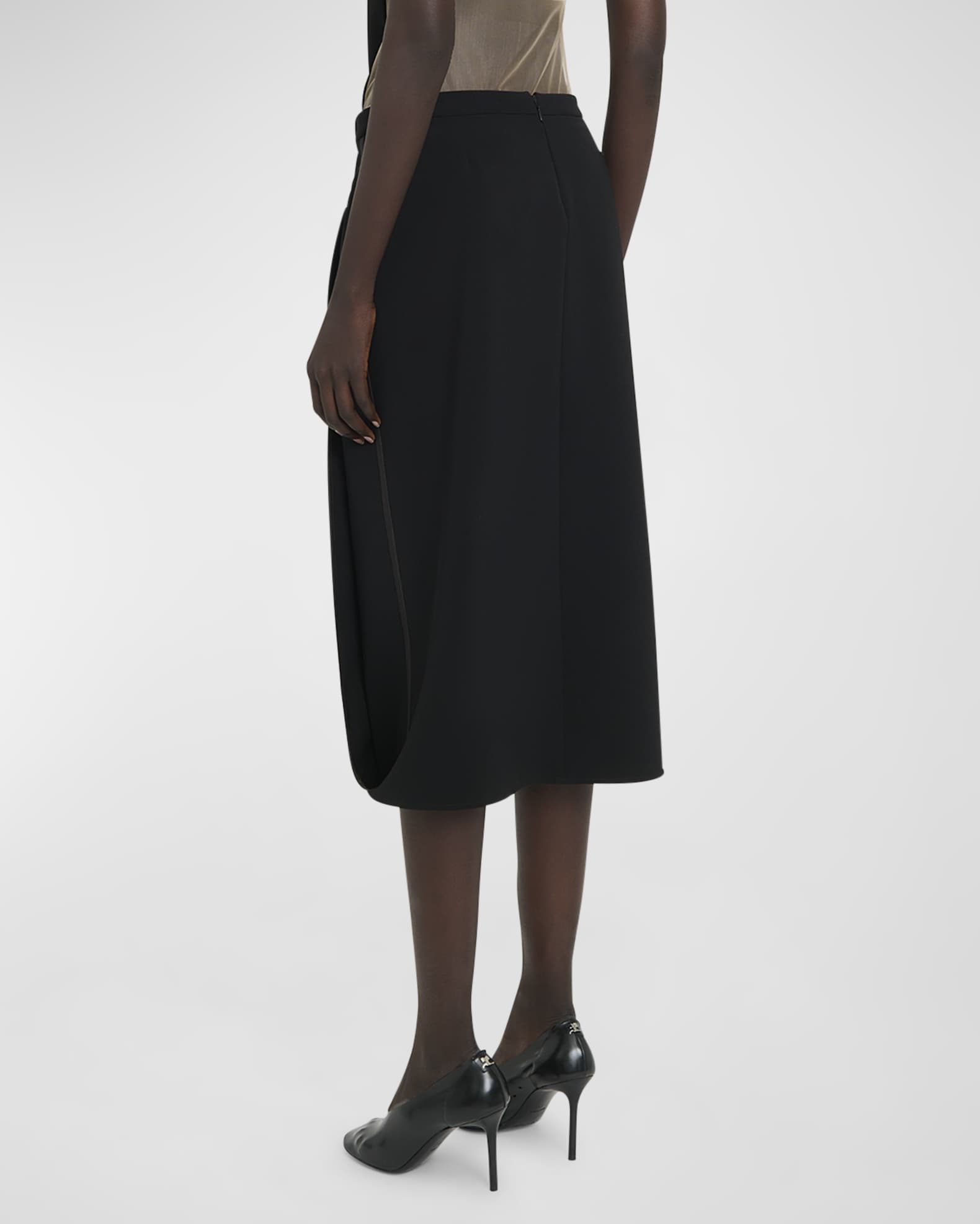Courreges Illusion Draped Midi Skirt | Neiman Marcus