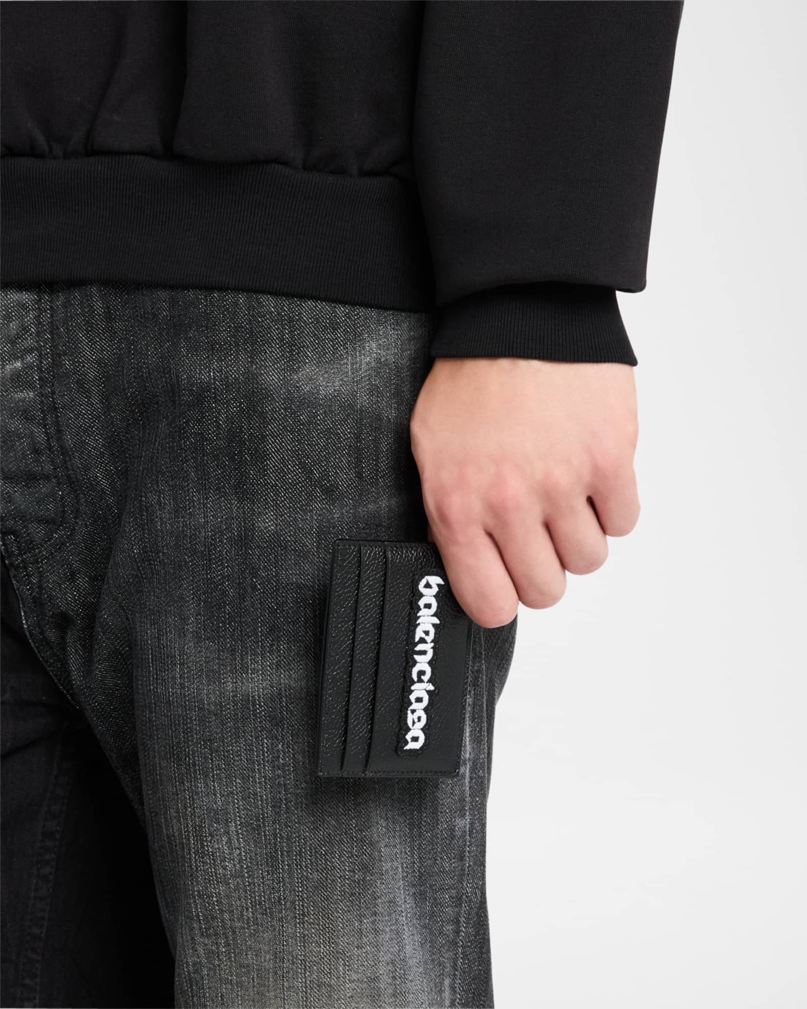 Men's Grained Calfskin Cash Card Holder 1