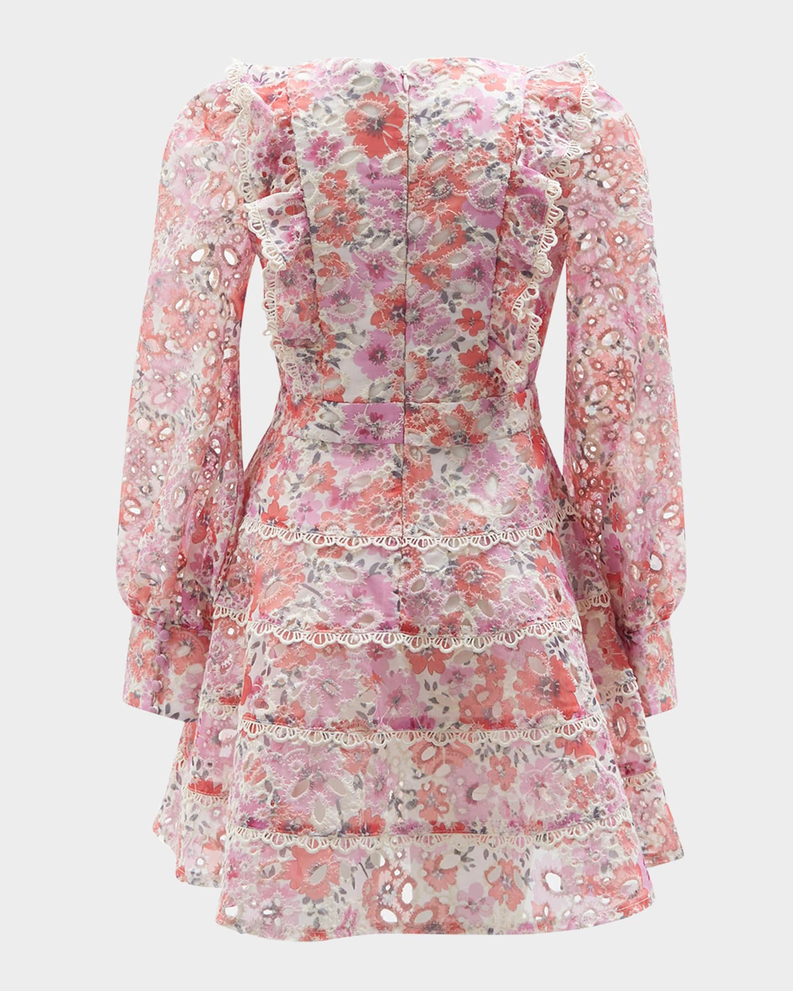 Girl's Odette Floral-Print Embroidered Dress, Size 7-14 1