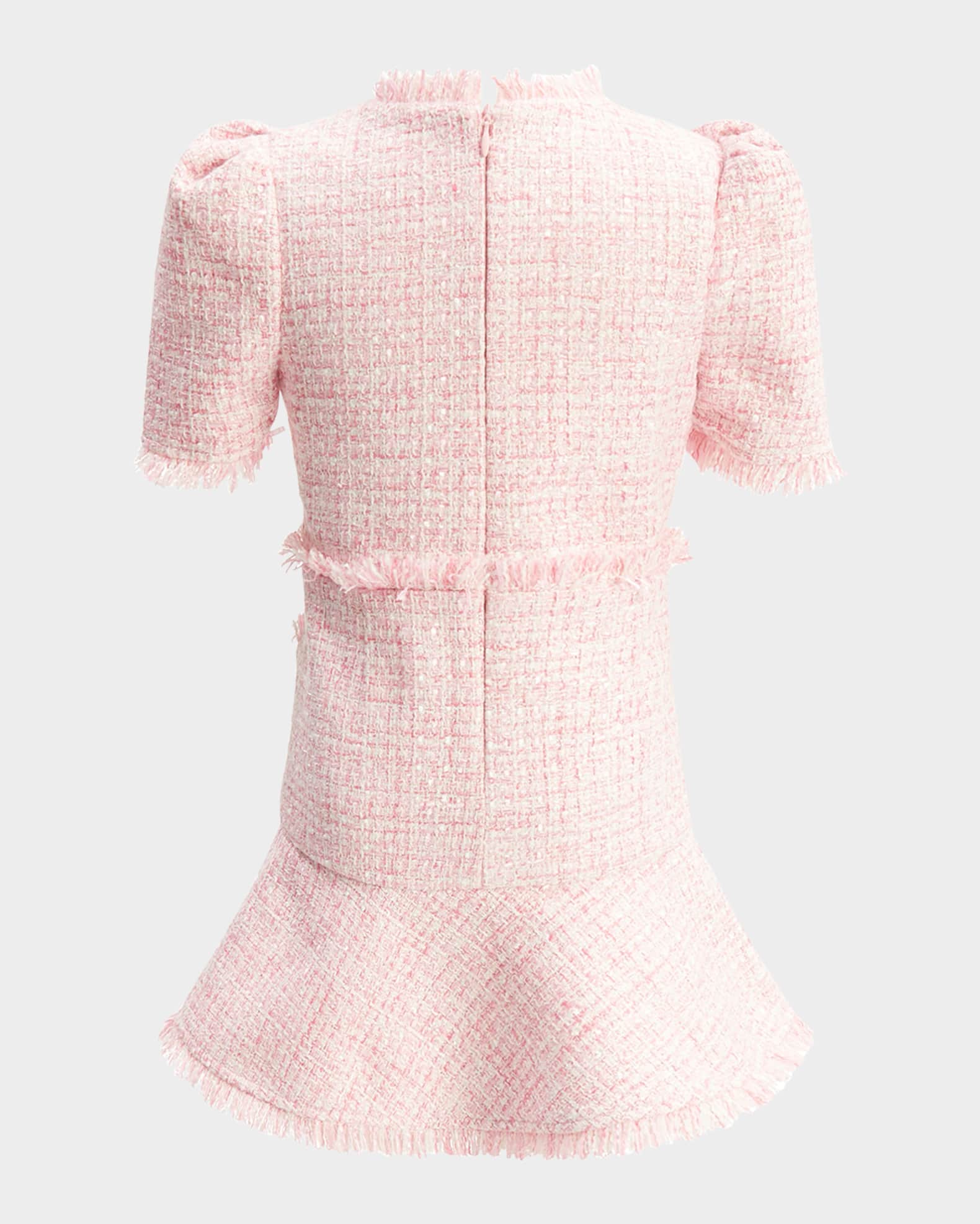 Girl's Ruby Fringe Trim Boucle Dress, Size 7-14 1