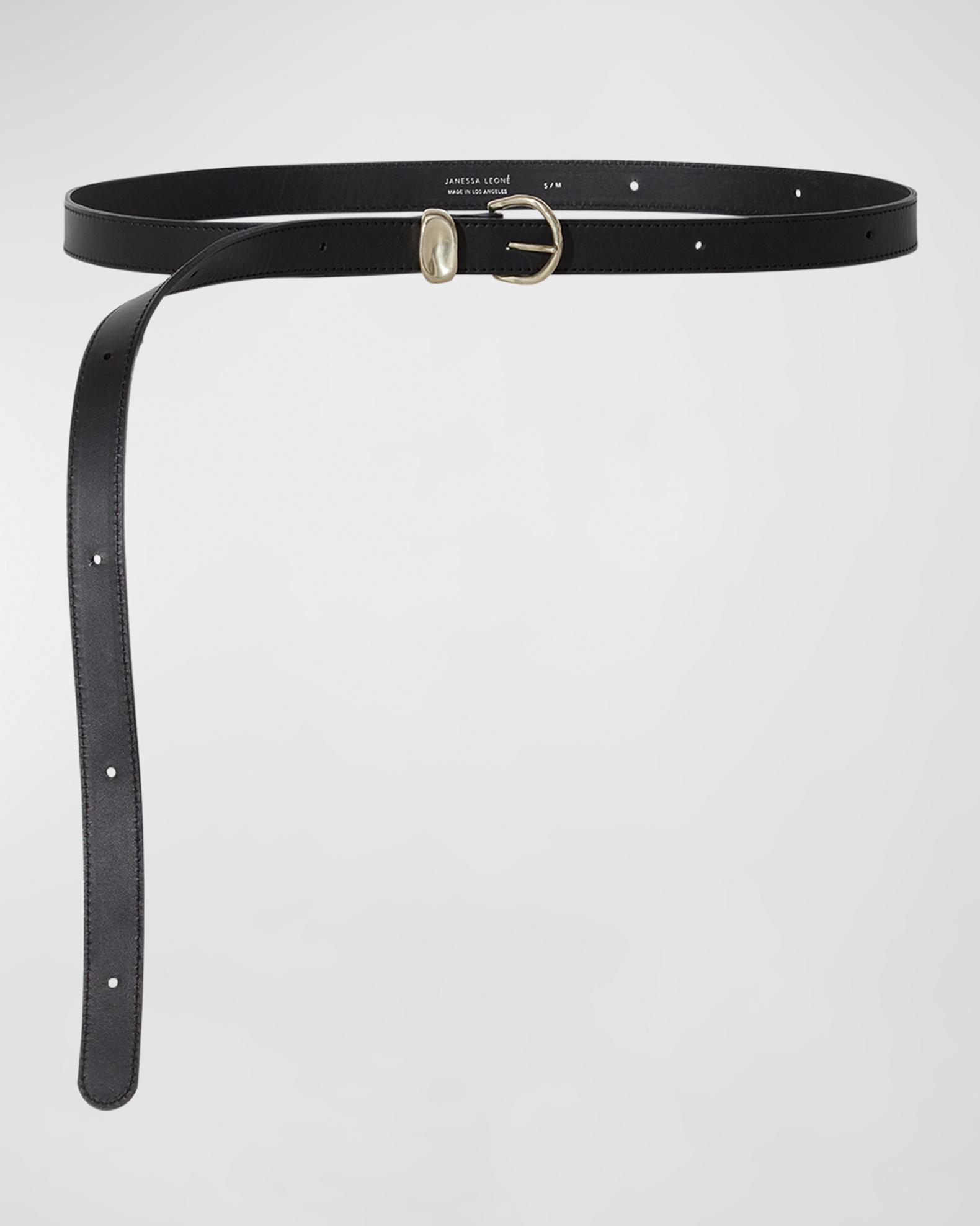 Janessa Leone Myra Leather Skinny Belt | Neiman Marcus display picture 2