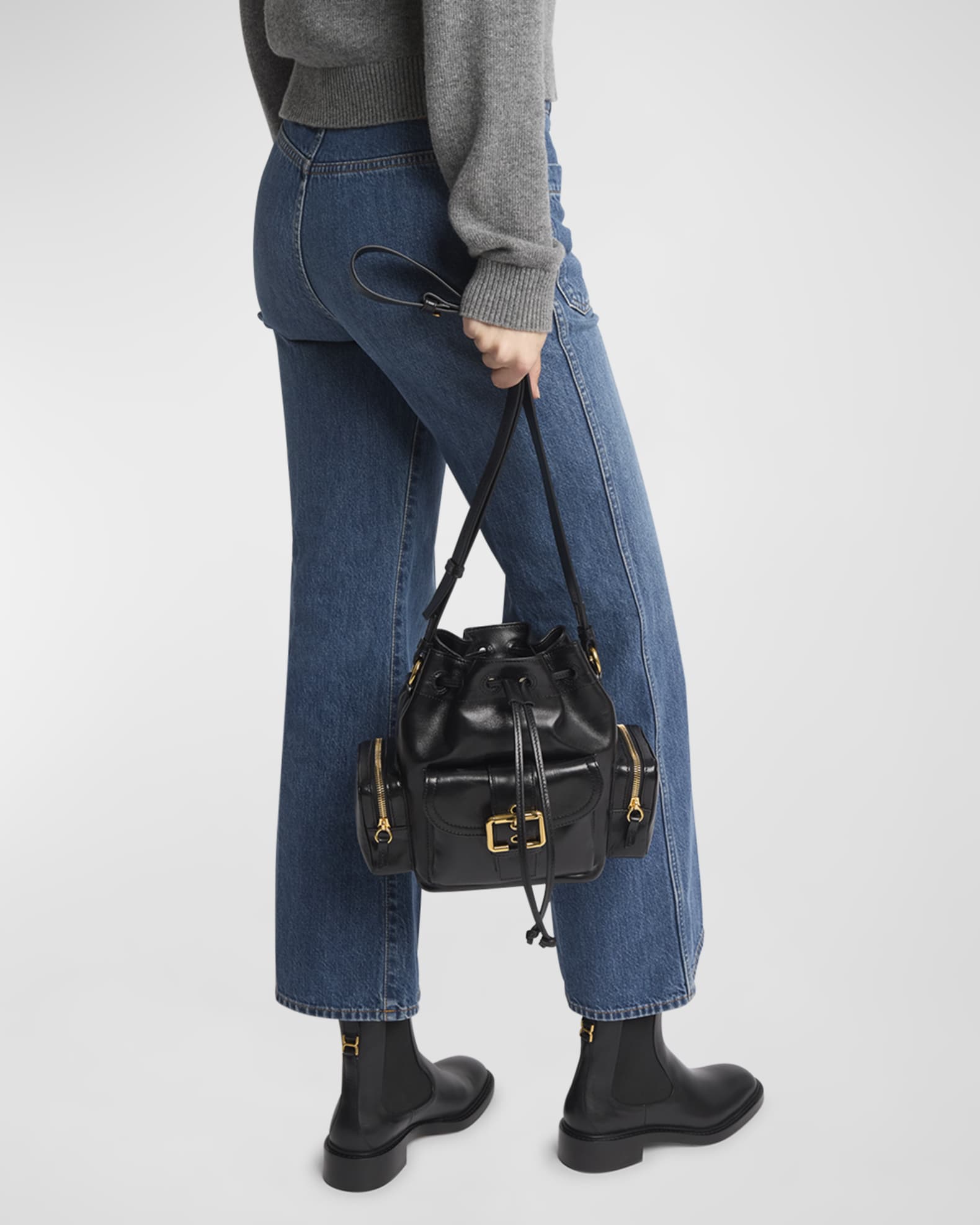 Camera Bucket Crossbody Bag in Shiny Calfskin