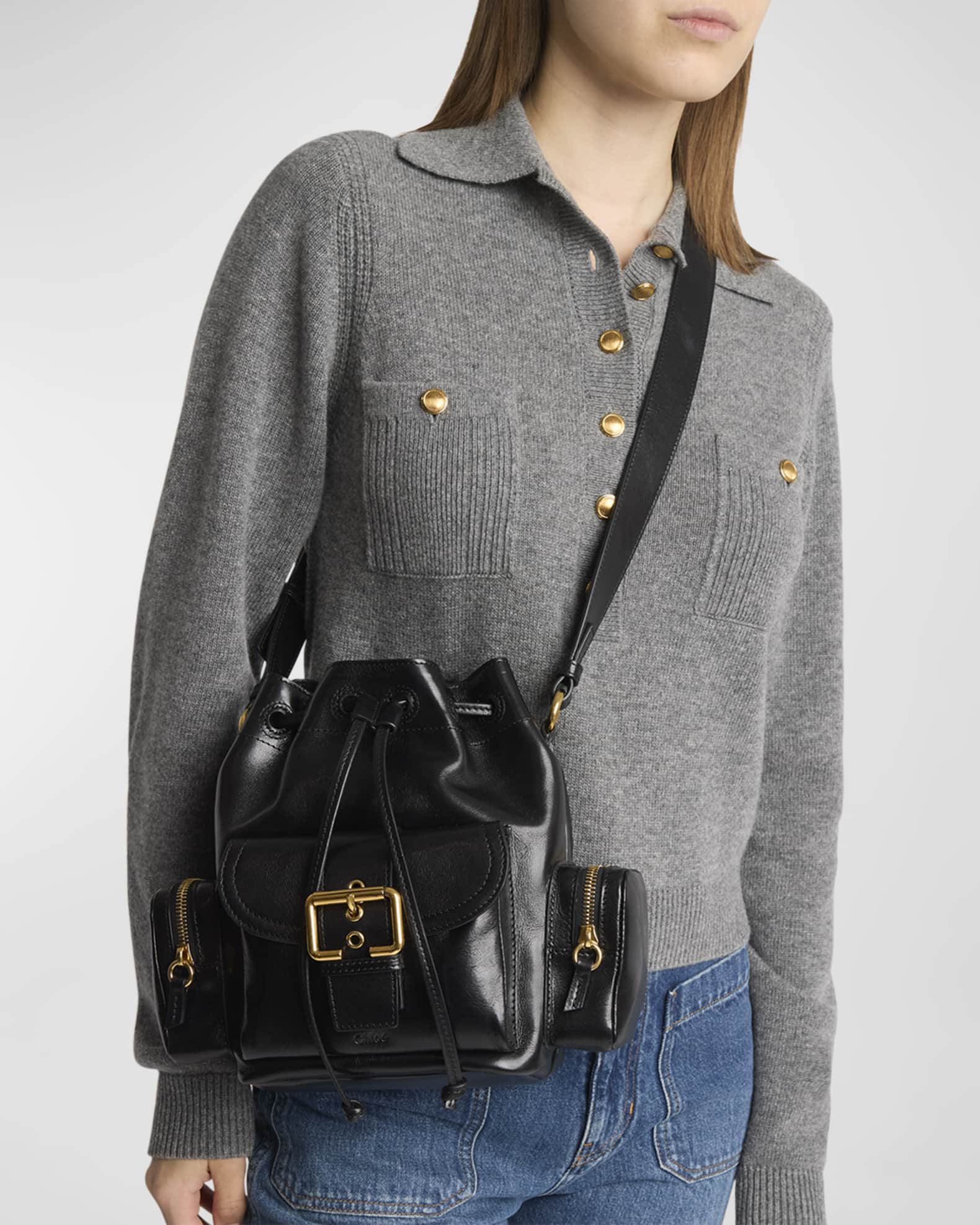 Chloe Camera Bucket Crossbody Bag in Shiny Calfskin Neiman Marcus