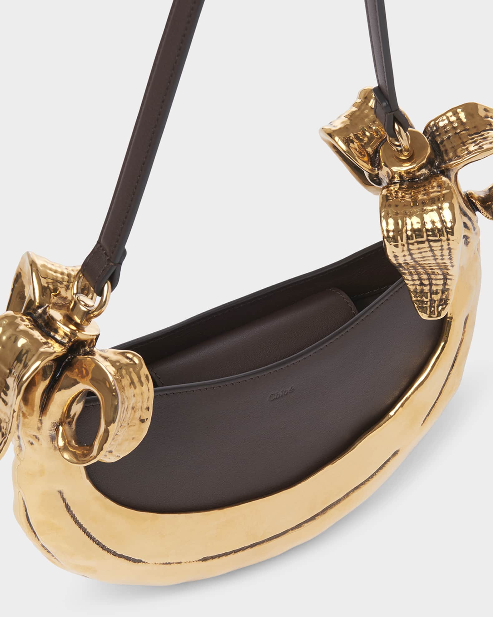 Bananas Shoulder Bag in Metal and Leather