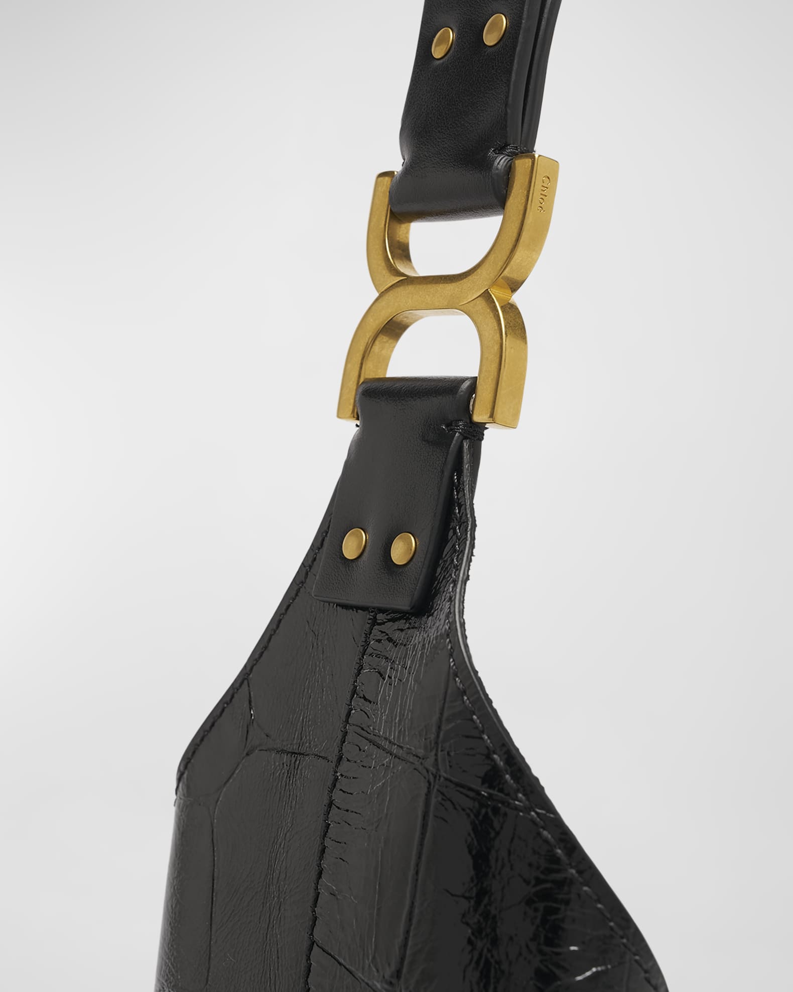 Chloe Marcie Small Hobo Bag in Croc-Embossed Leather
